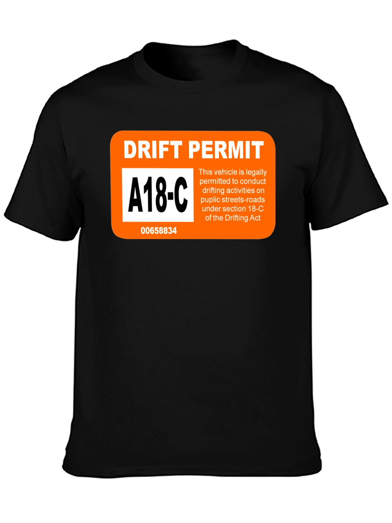 Black Drift Permit T-Shirt - Funny Car Enthusiast Tee view 3