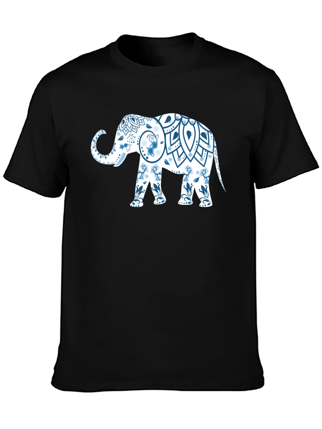 Elephant Mandala Black T-Shirt - Unique Graphic Tee - 3