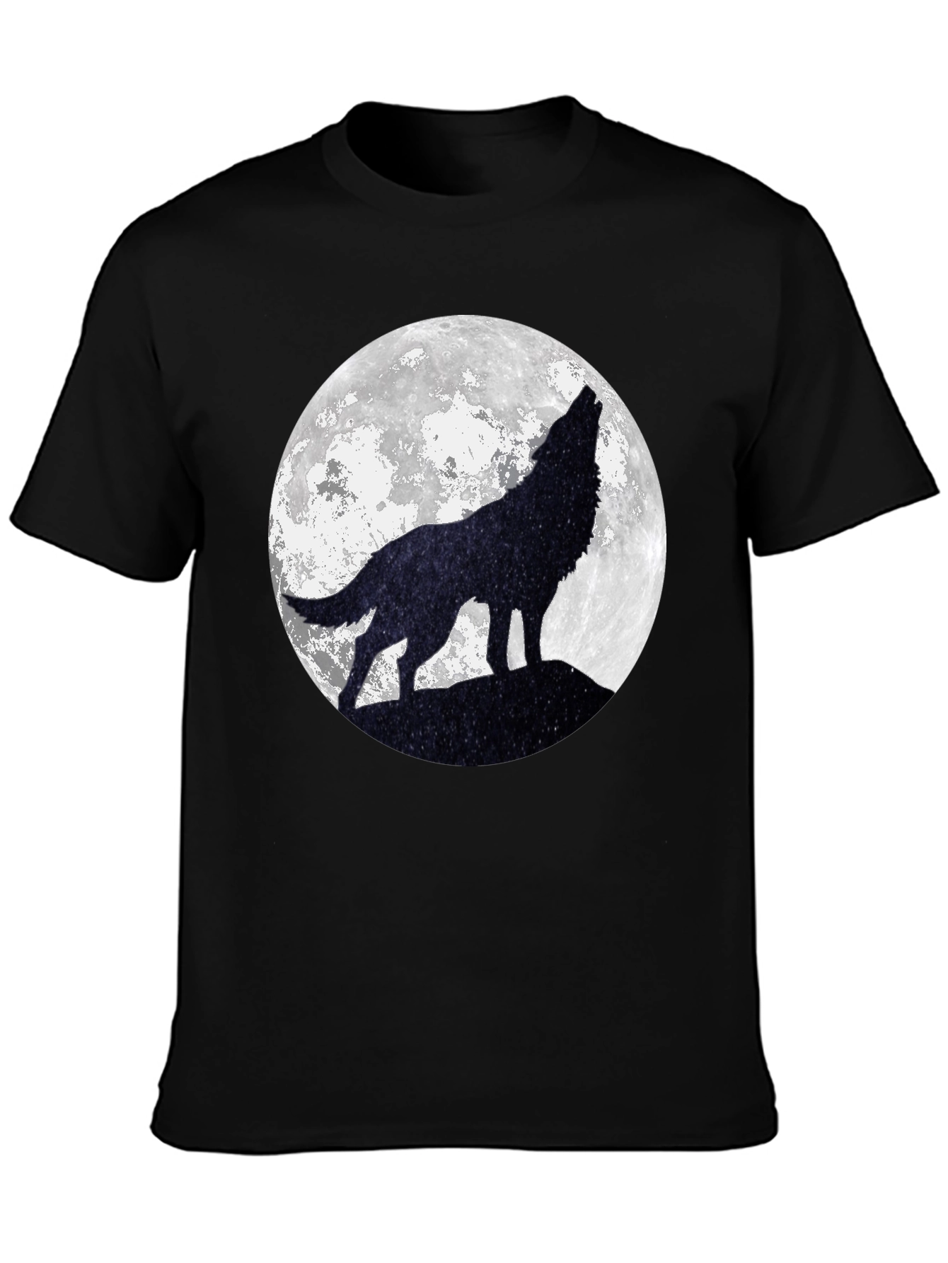 Black Wolf Moon Graphic Tee - Black Cotton T-Shirt view 3
