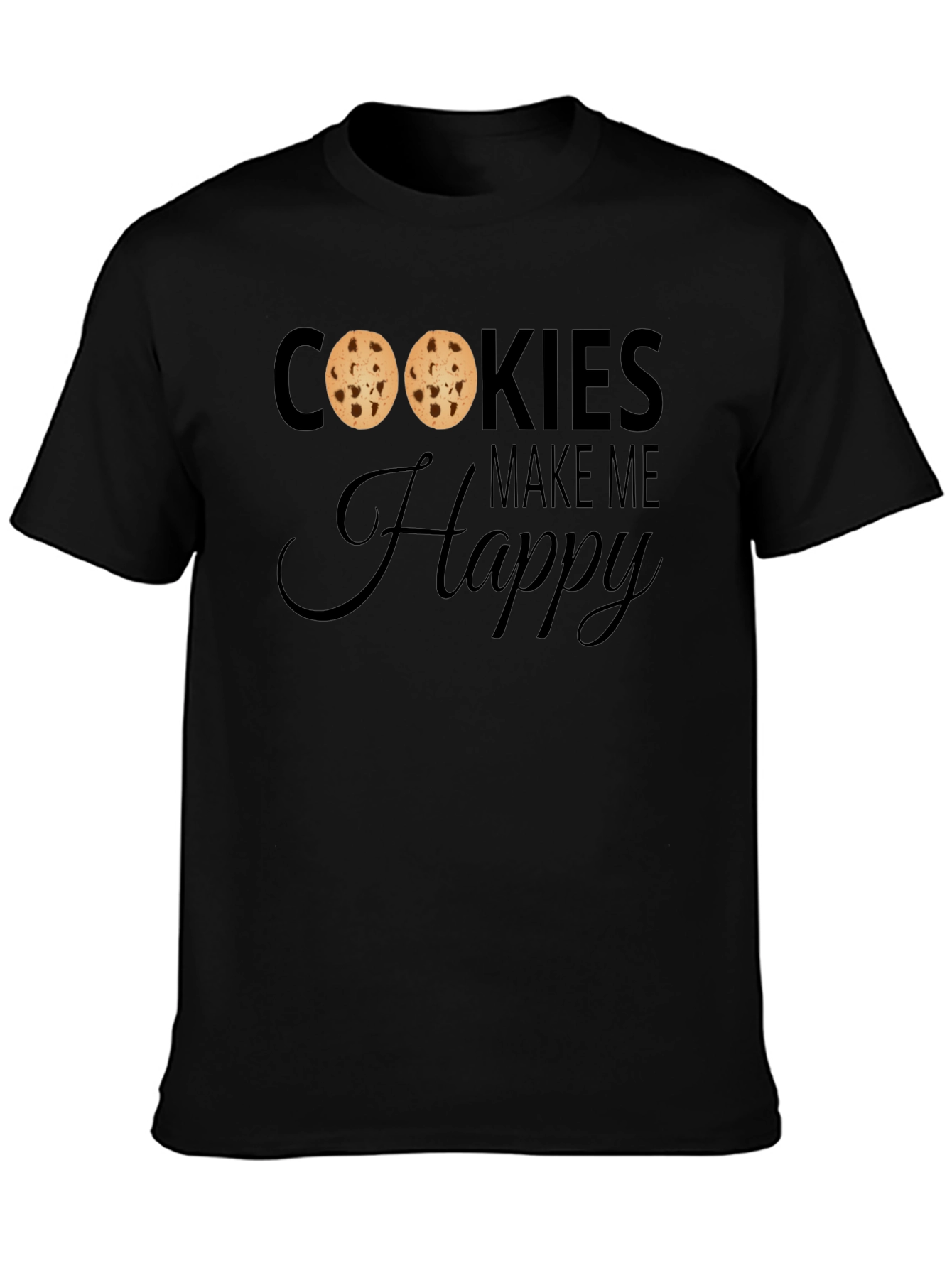 Black Cookies Make Me Happy T-Shirt - Cute Cookie Lover Tee view 3