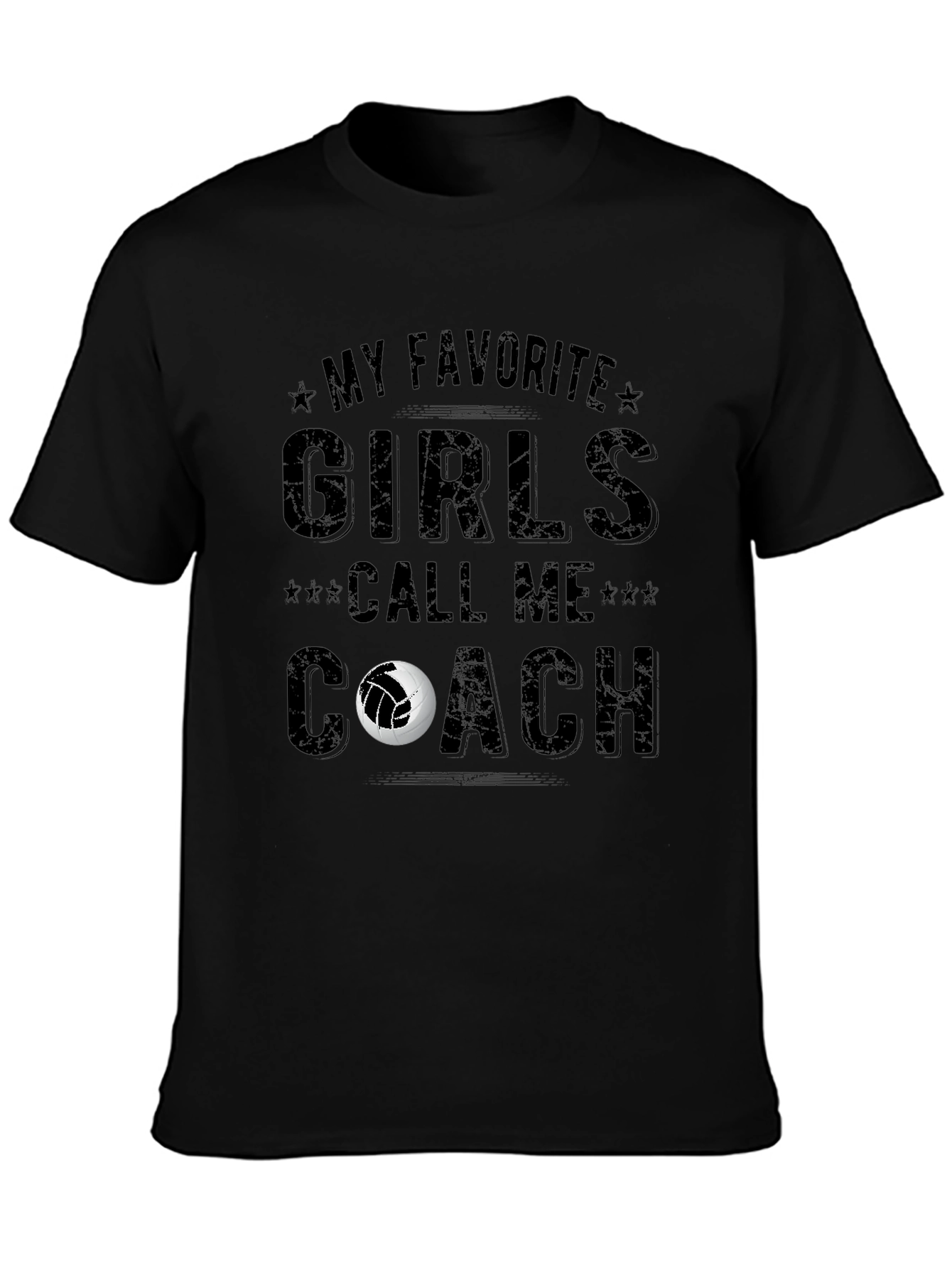Black Volleyball Coach T-Shirt - My Favorite Girls view 3