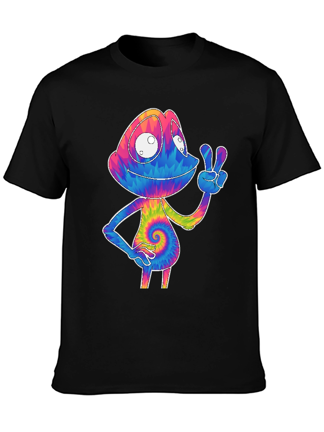 Black Tie-Dye Chameleon Graphic Tee view 3