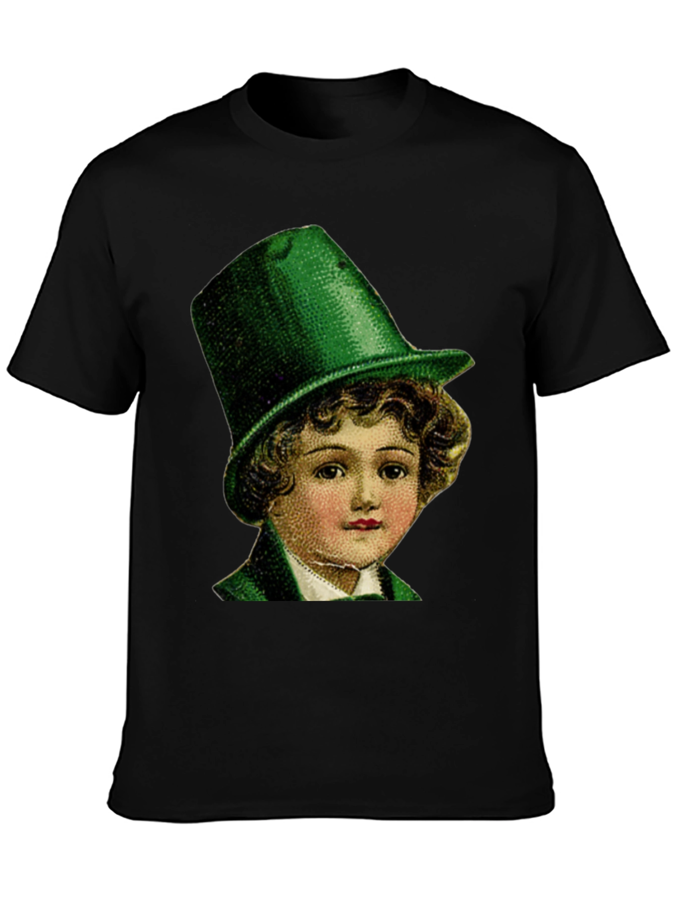 Black St. Patrick's Day Boy in Green Hat T-Shirt view 3