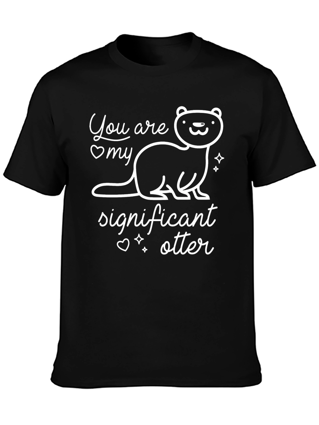 Black Significant Otter T-Shirt - Cute Animal Graphic Tee view 3