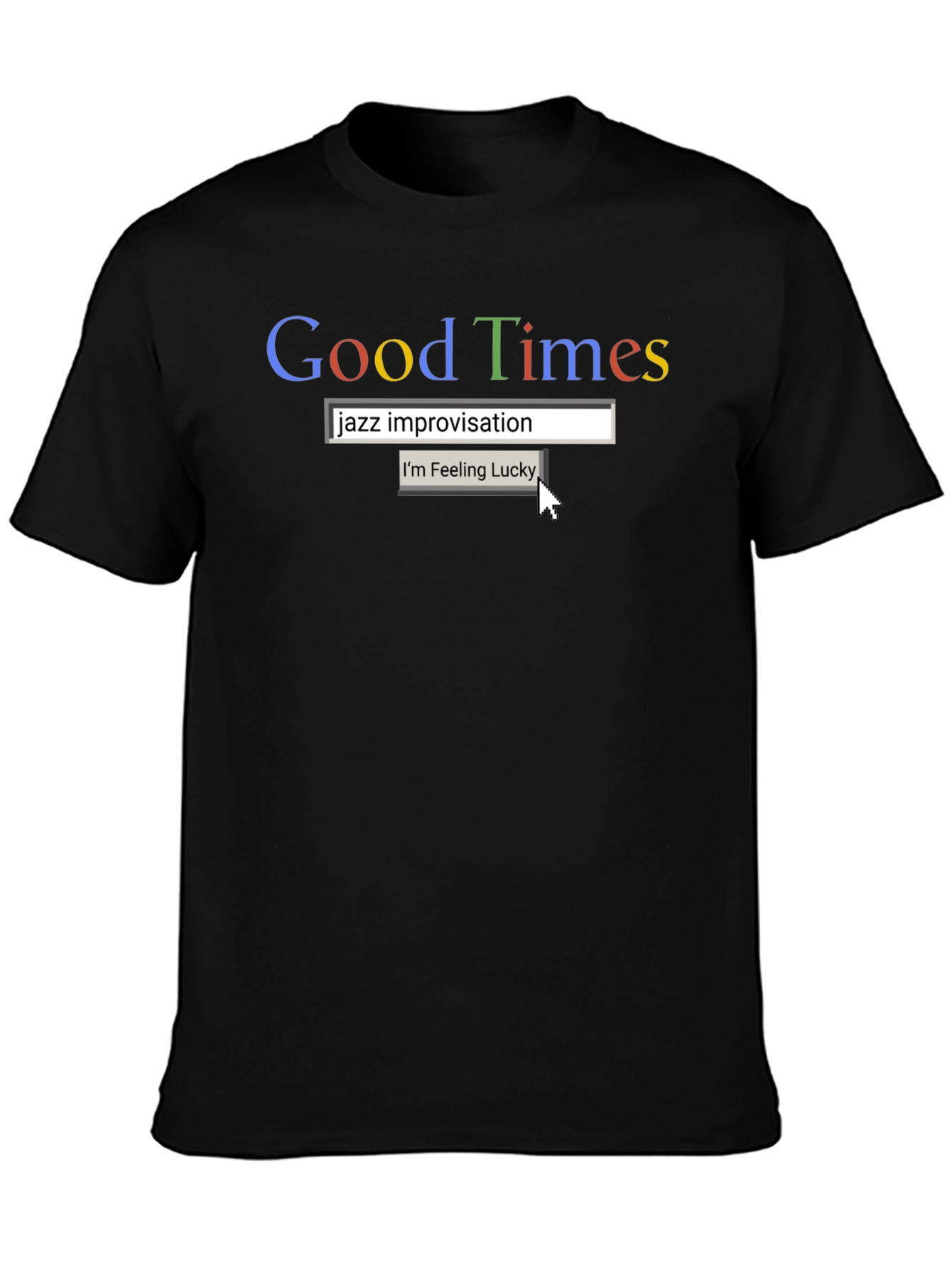 Black Good Times Jazz Improv Google Style Black T-Shirt view 3