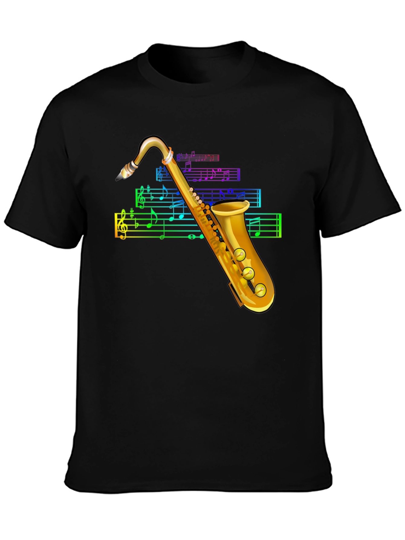 Black Saxophone Music T-Shirt view 3