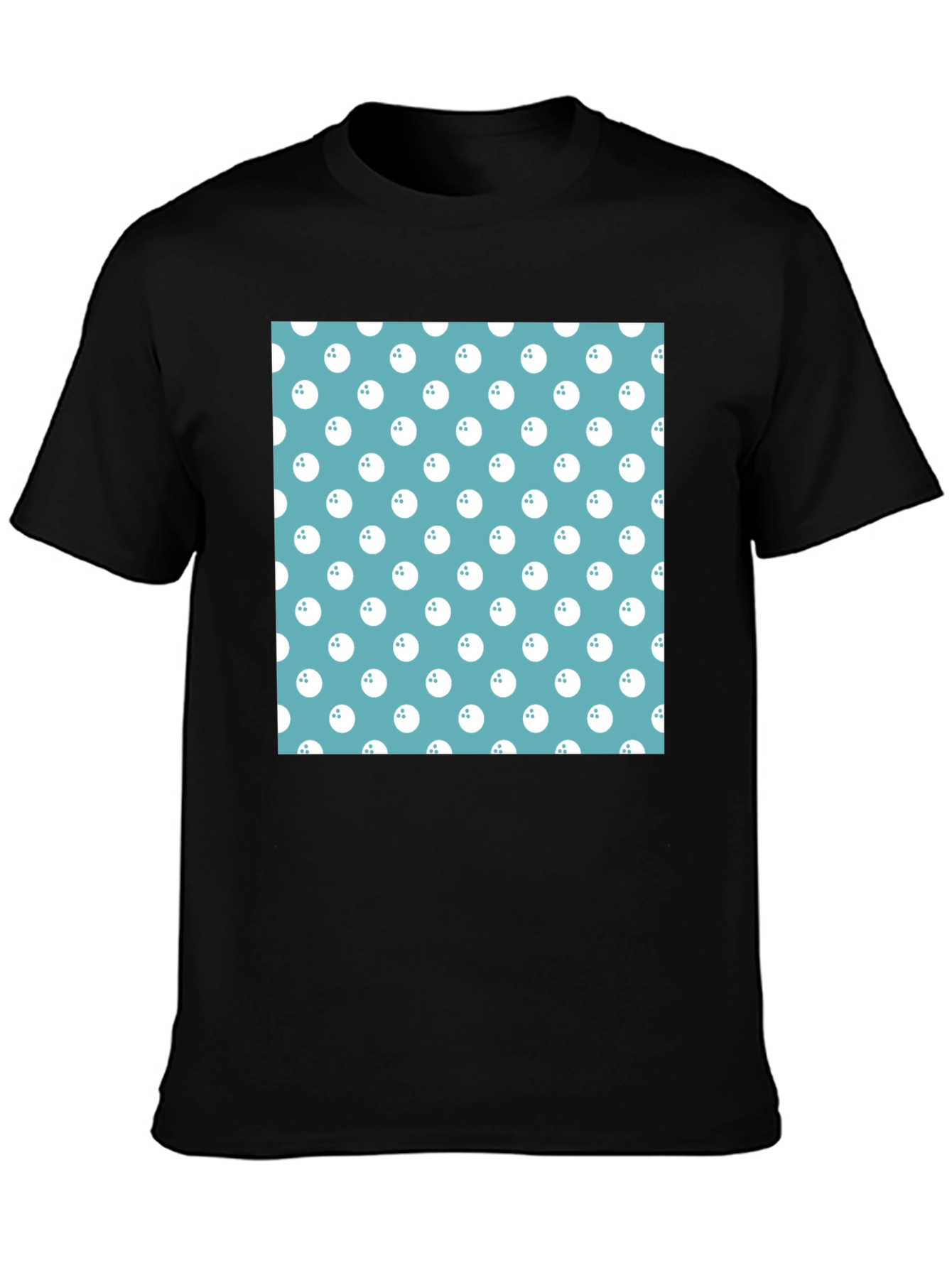 Black Bowling Ball Pattern T-Shirt view 3