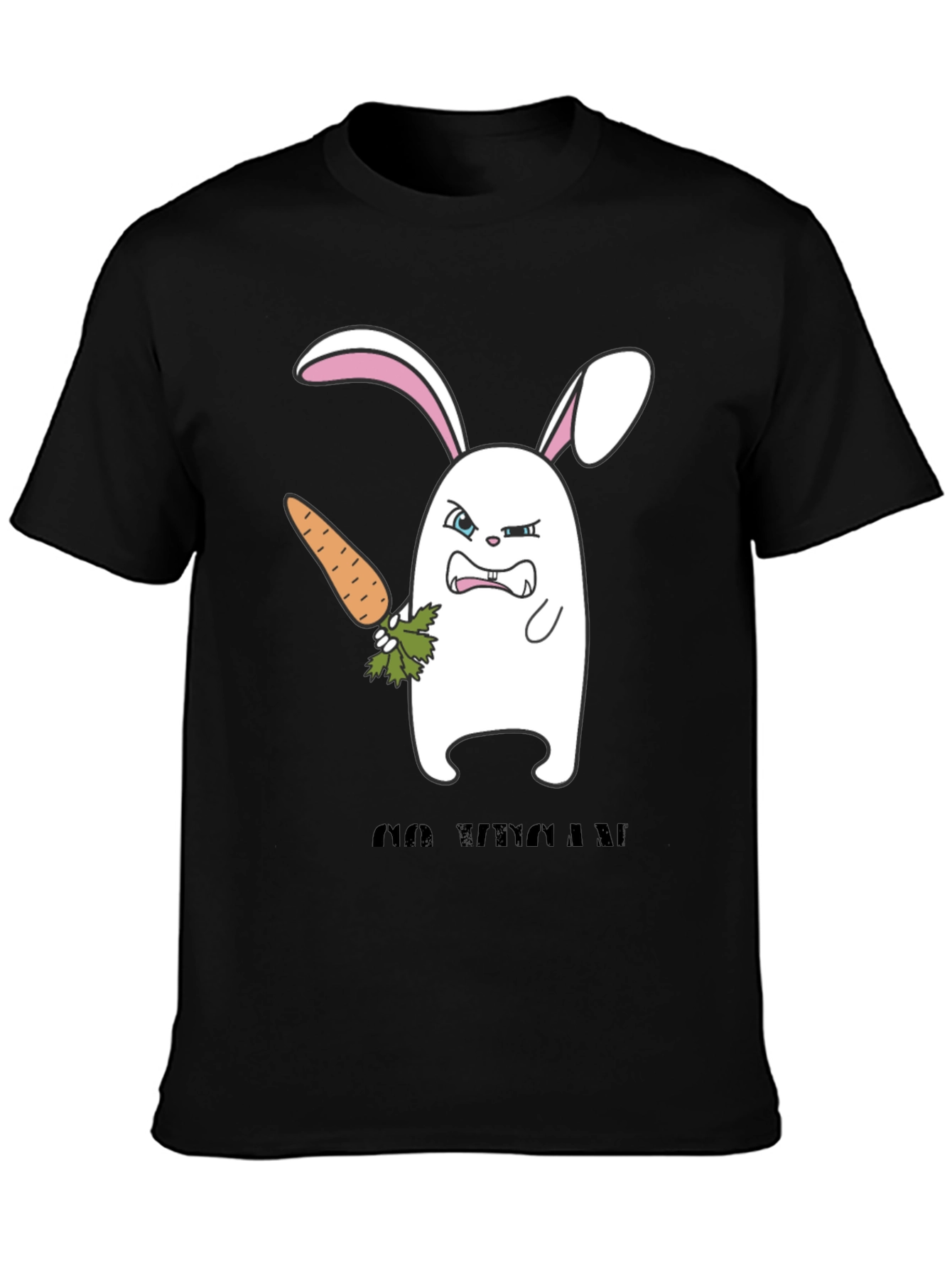 Black Angry Bunny Graphic T-Shirt -  Cute and Edgy Design view 3