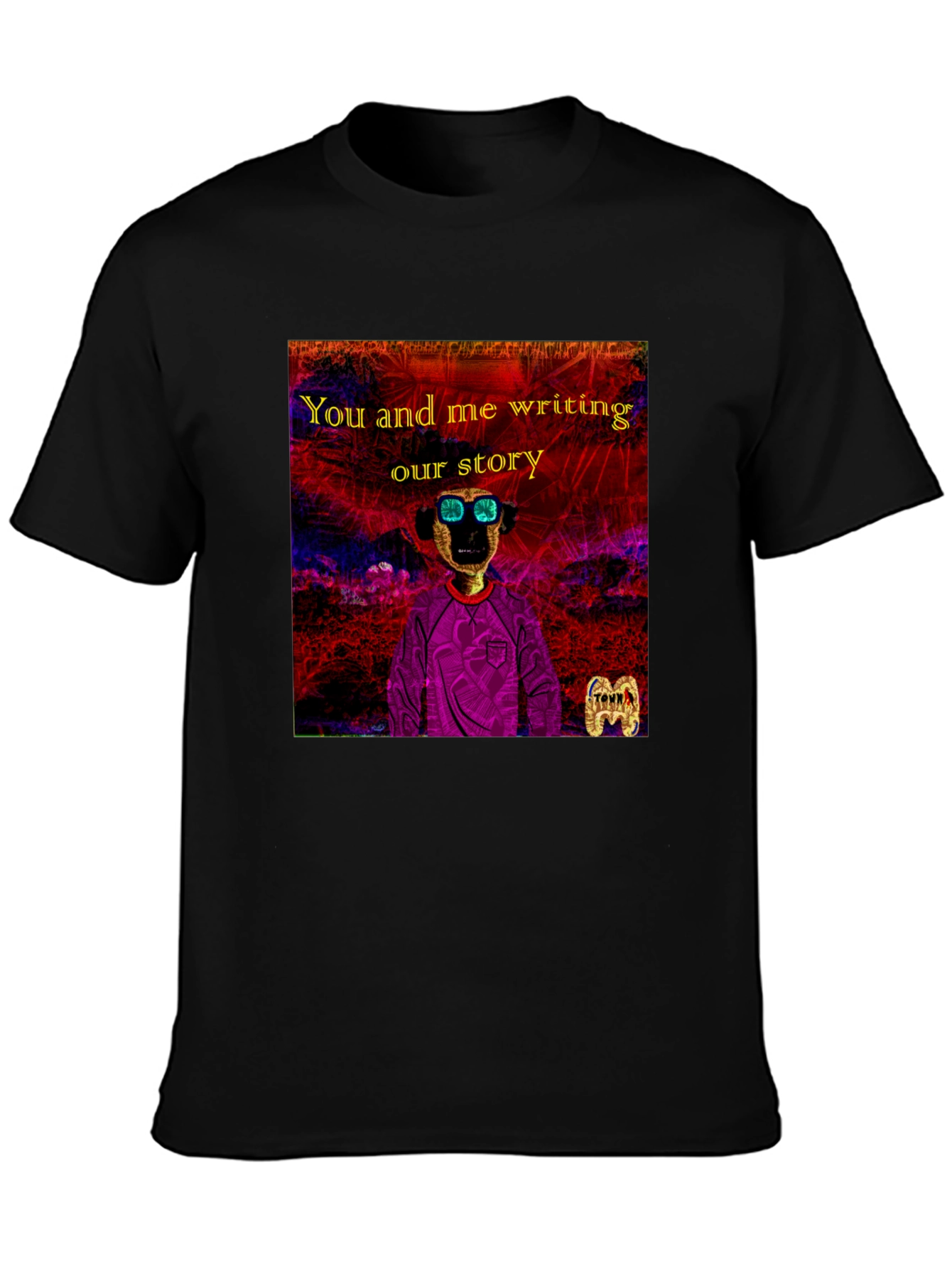 Black Unique Graphic T-Shirt - You and Me Writing Our Story view 3