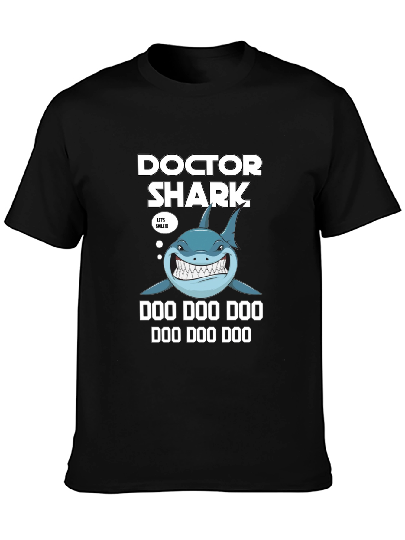 Black Doctor Shark T-Shirt - Doo Doo Doo Funny Tee view 3