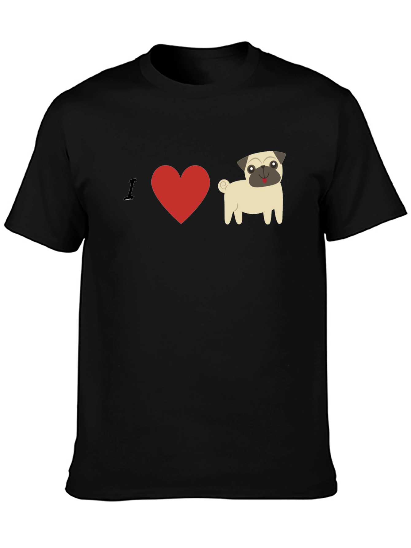 Black I Heart Pugs Graphic Tee - Mens Black T-Shirt view 3