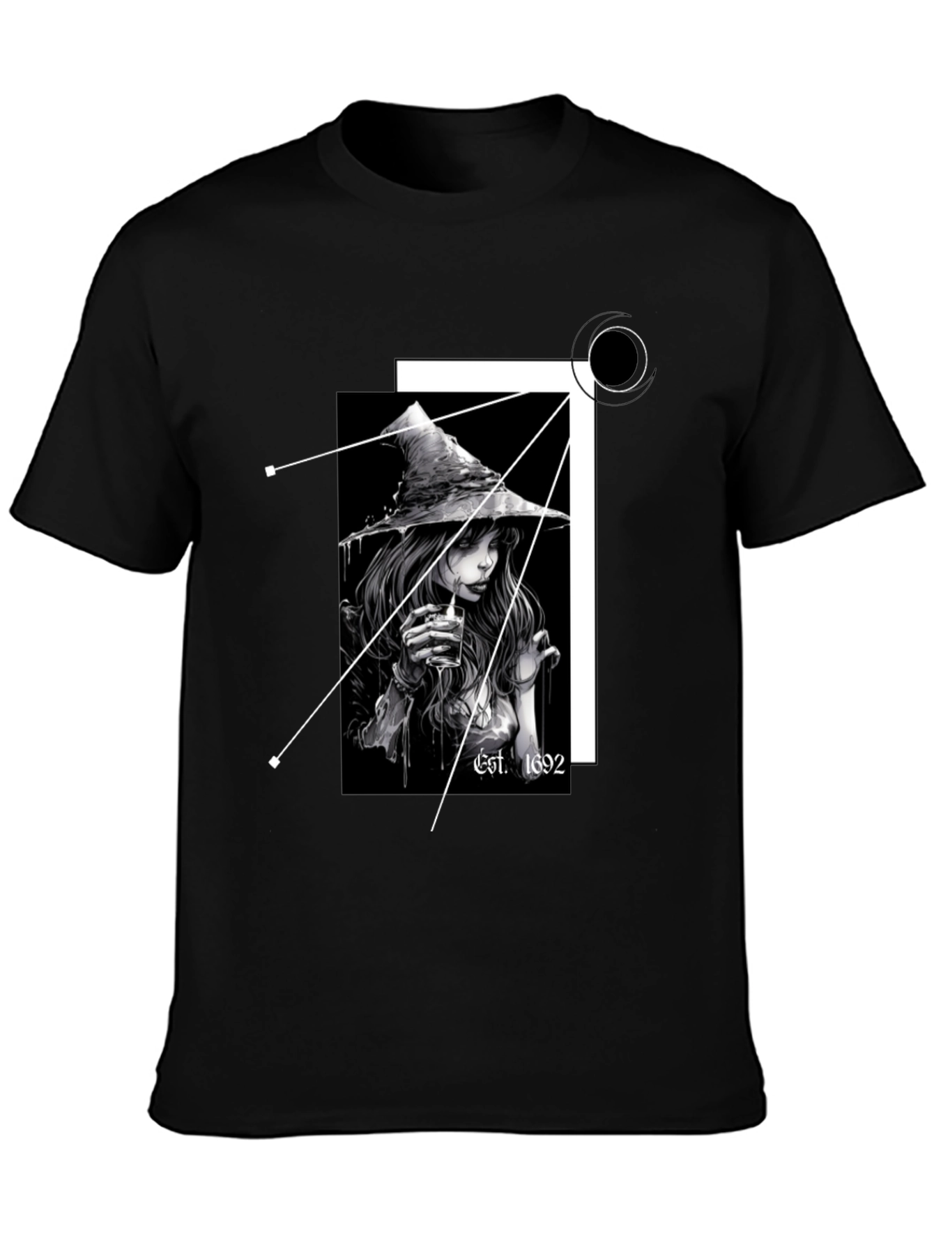 Black Witch T-Shirt - Est. 1692 - Black Cotton Tee view 3