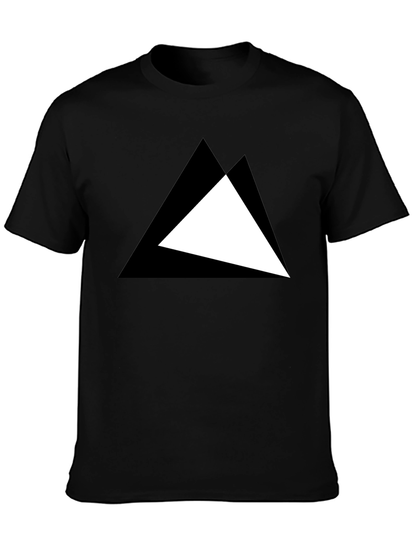 Black Modern Triangle Graphic Black T-Shirt view 3