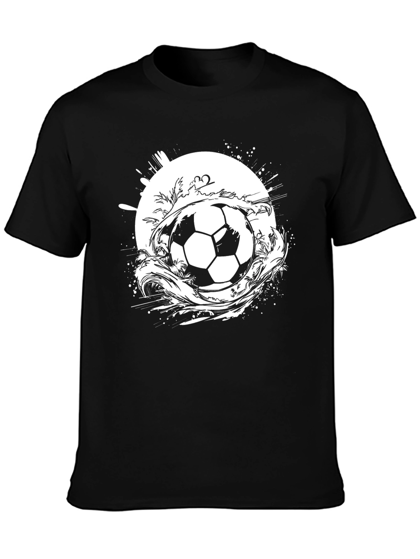 Black Soccer Ball Splash Graphic T-Shirt view 3