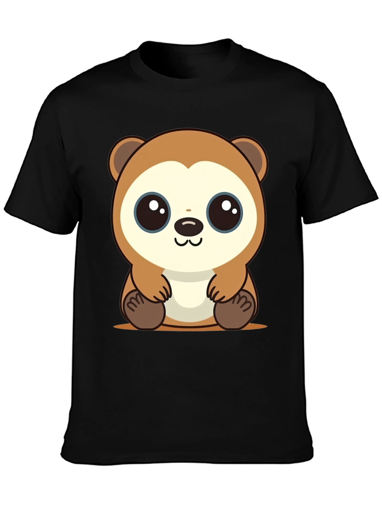 Black Cute Cartoon Otter Black T-Shirt view 3