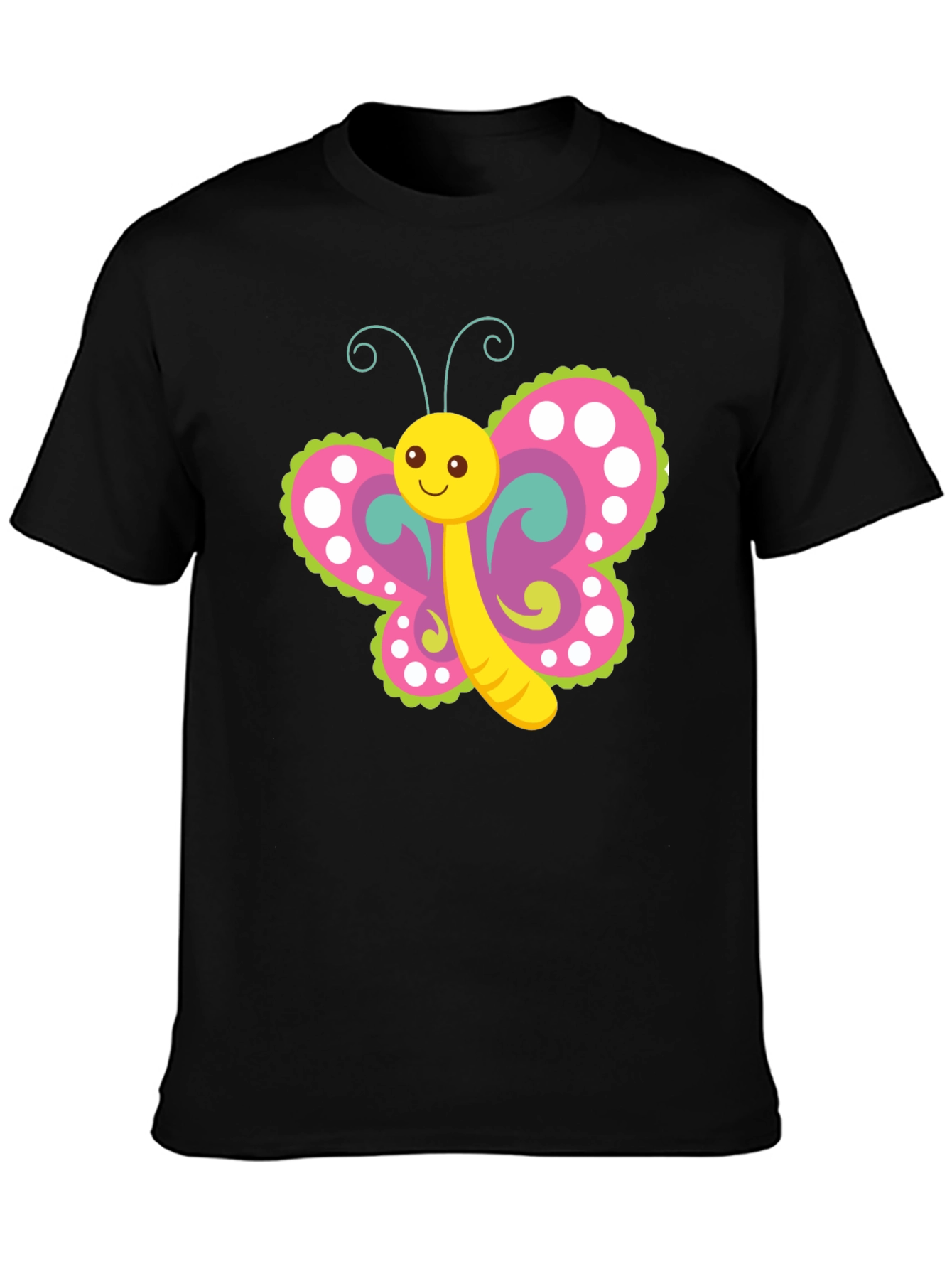 Black Cute Butterfly Graphic T-Shirt - Black view 3