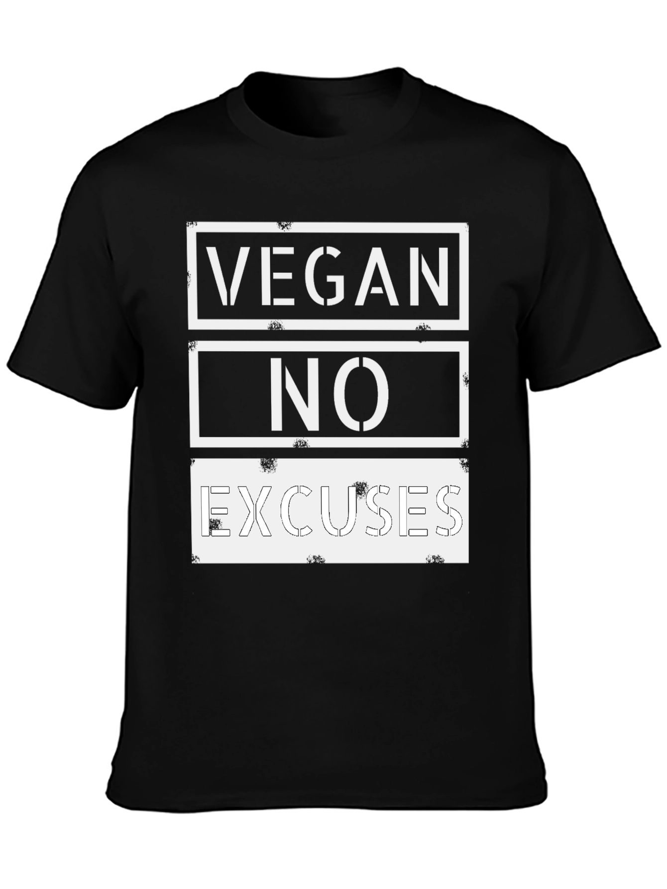 Black Vegan No Excuses Graphic Tee - Black Casual T-Shirt view 3