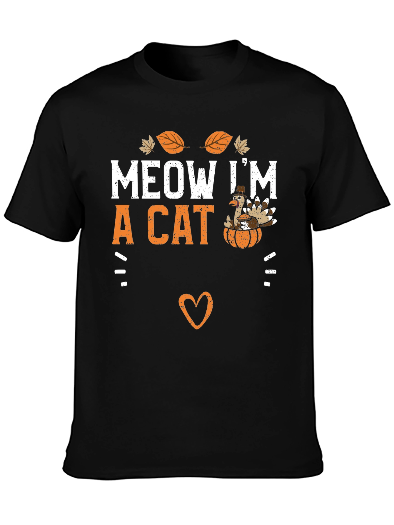 Black Meow I'm a Cat Thanksgiving T-Shirt view 3