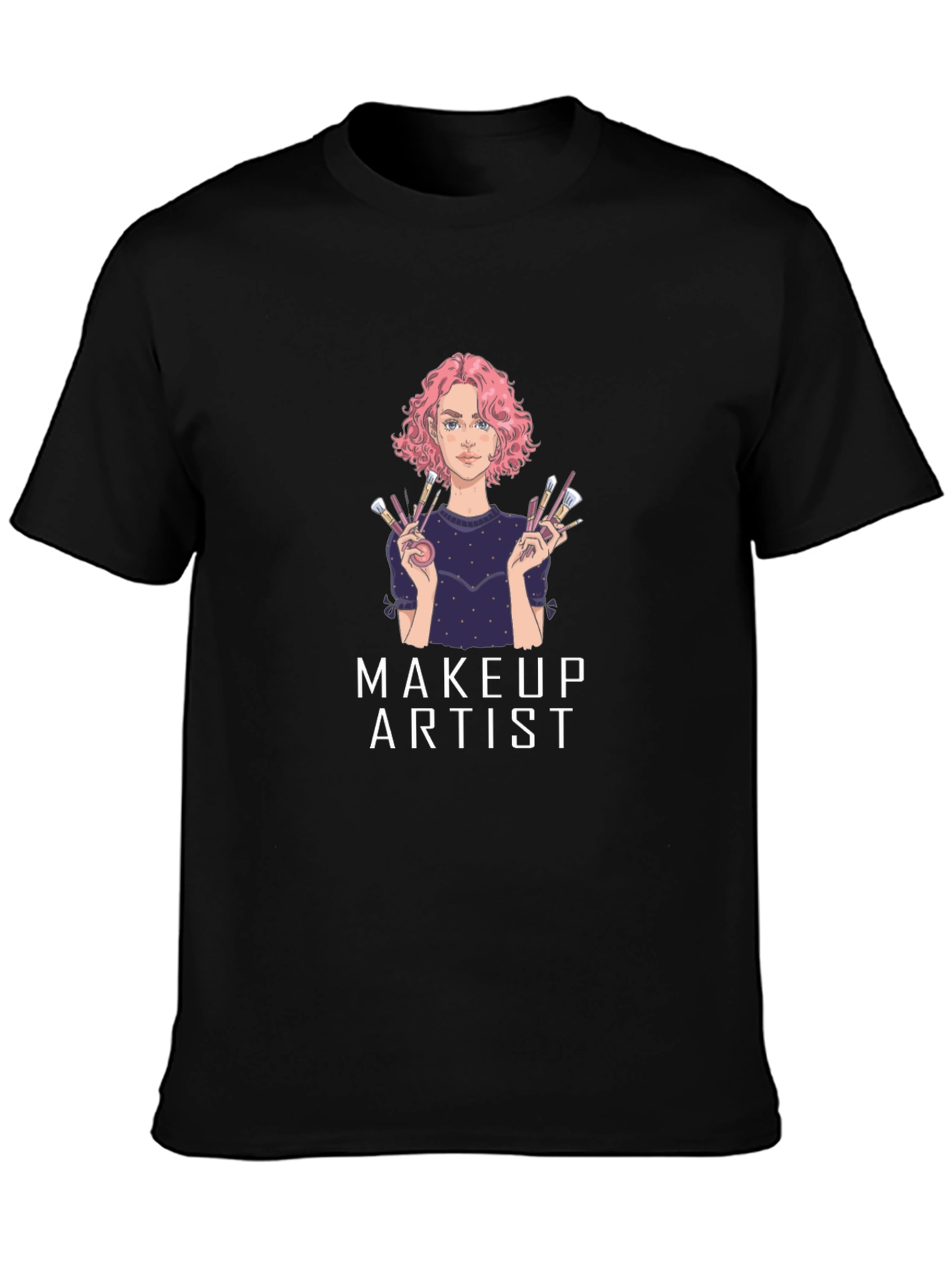 Black Makeup Artist Graphic T-Shirt - Unisex Cotton Tee view 3
