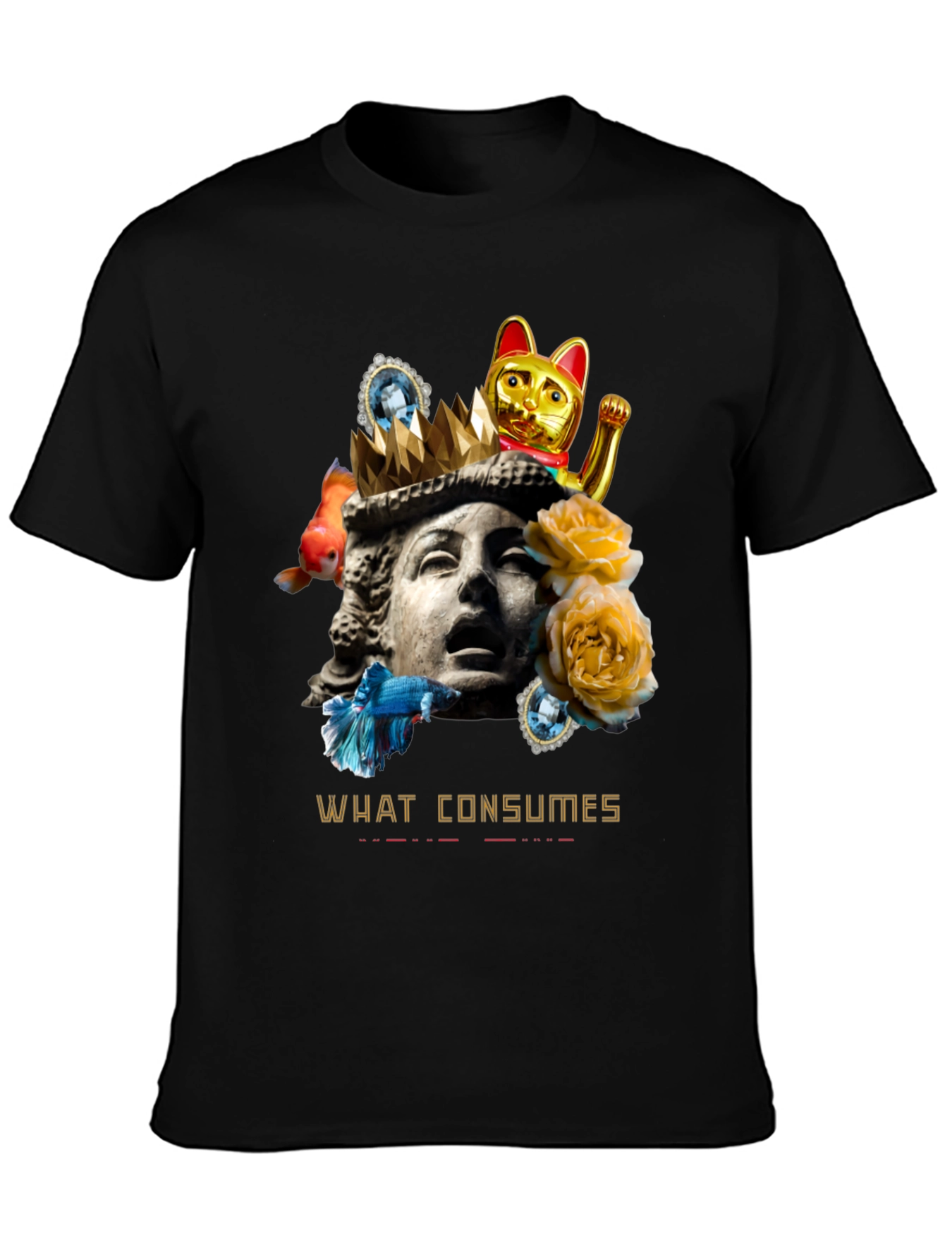 Black What Consumes Graphic T-Shirt - Unique Art Tee view 3