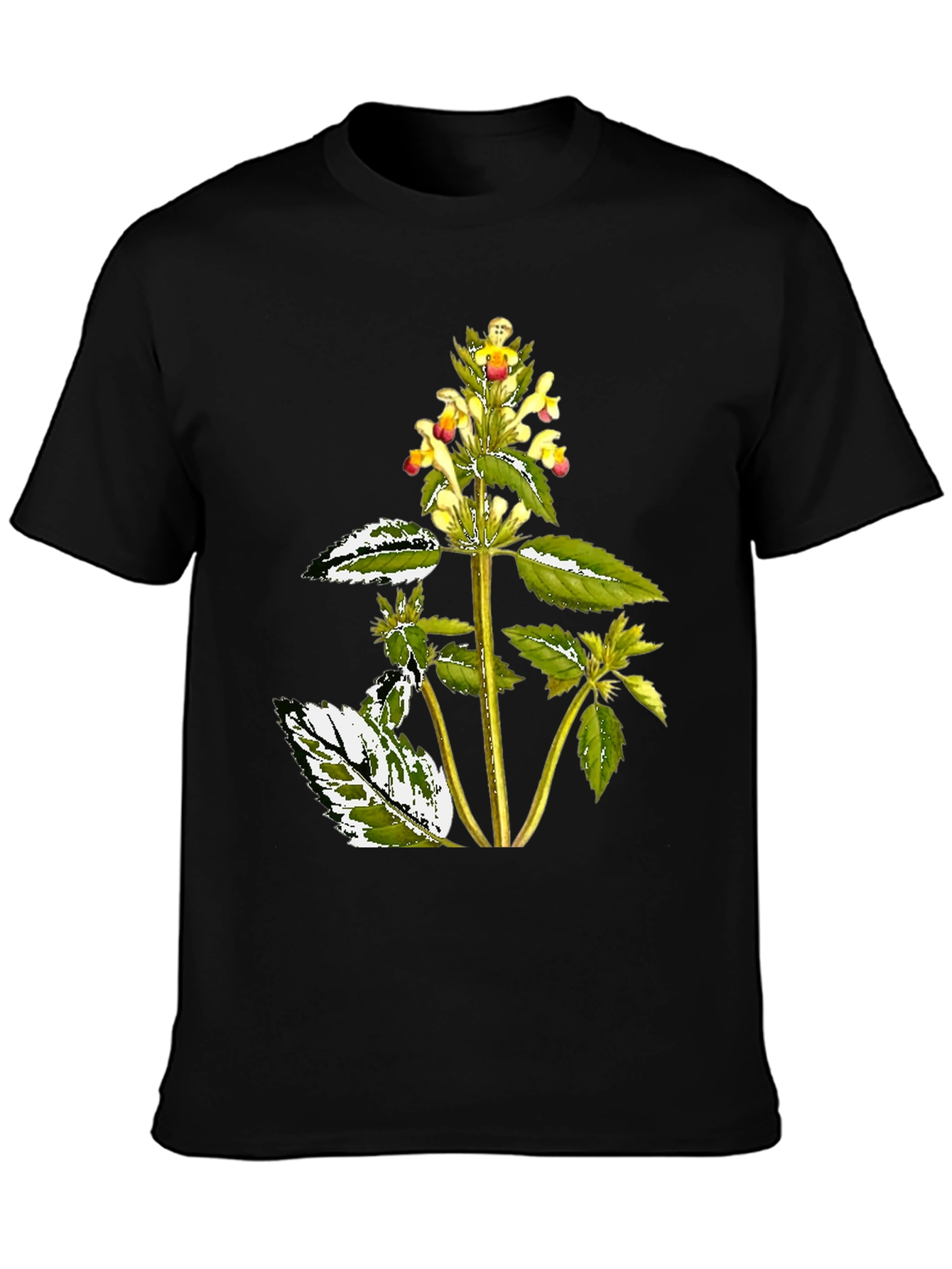 Black Botanical Graphic Black Tee view 3