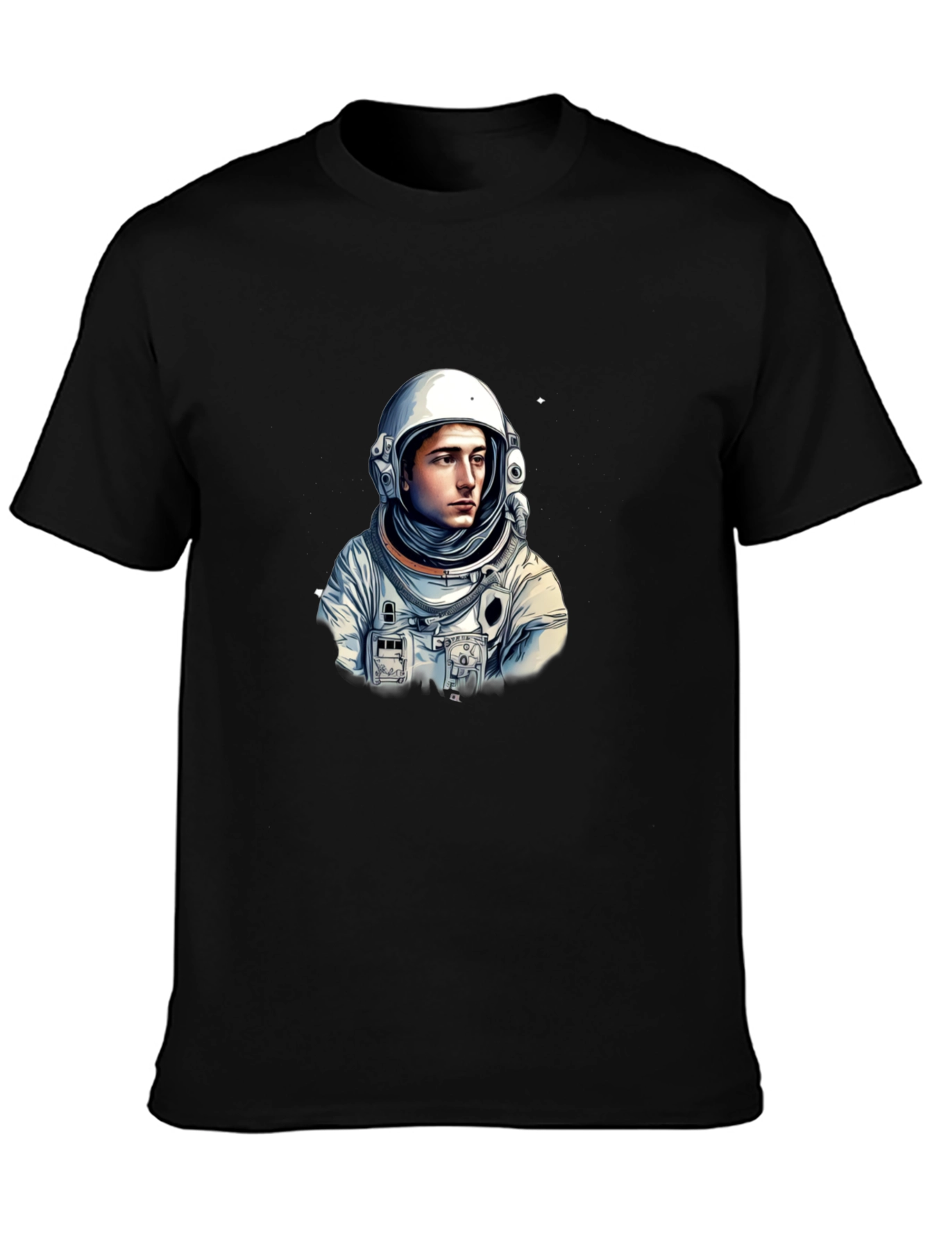 Black Astronaut Graphic Tee - Black Cotton Blend T-Shirt view 3
