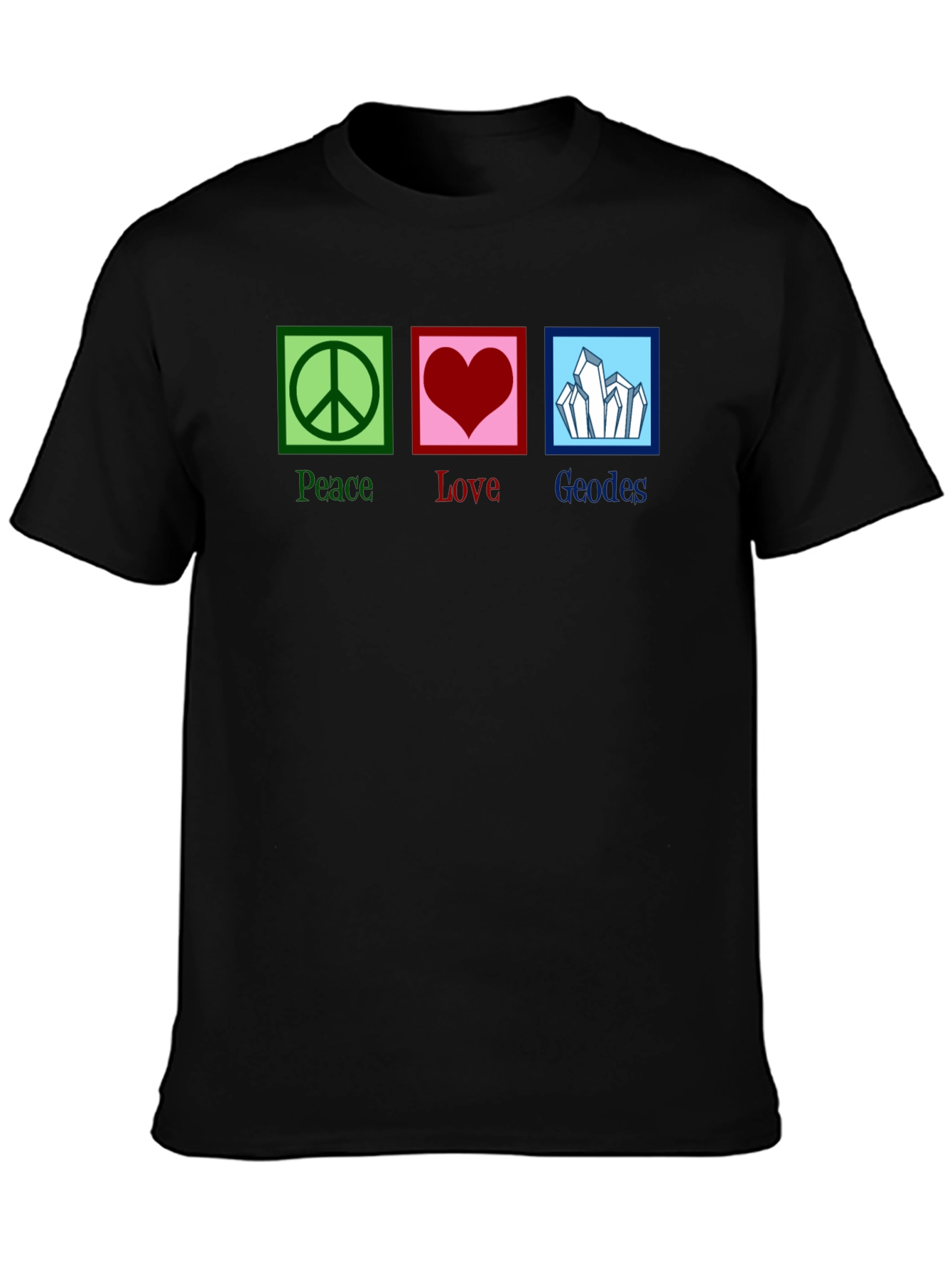 Black Peace Love Geodes Graphic Tee - Unisex Black T-Shirt view 3