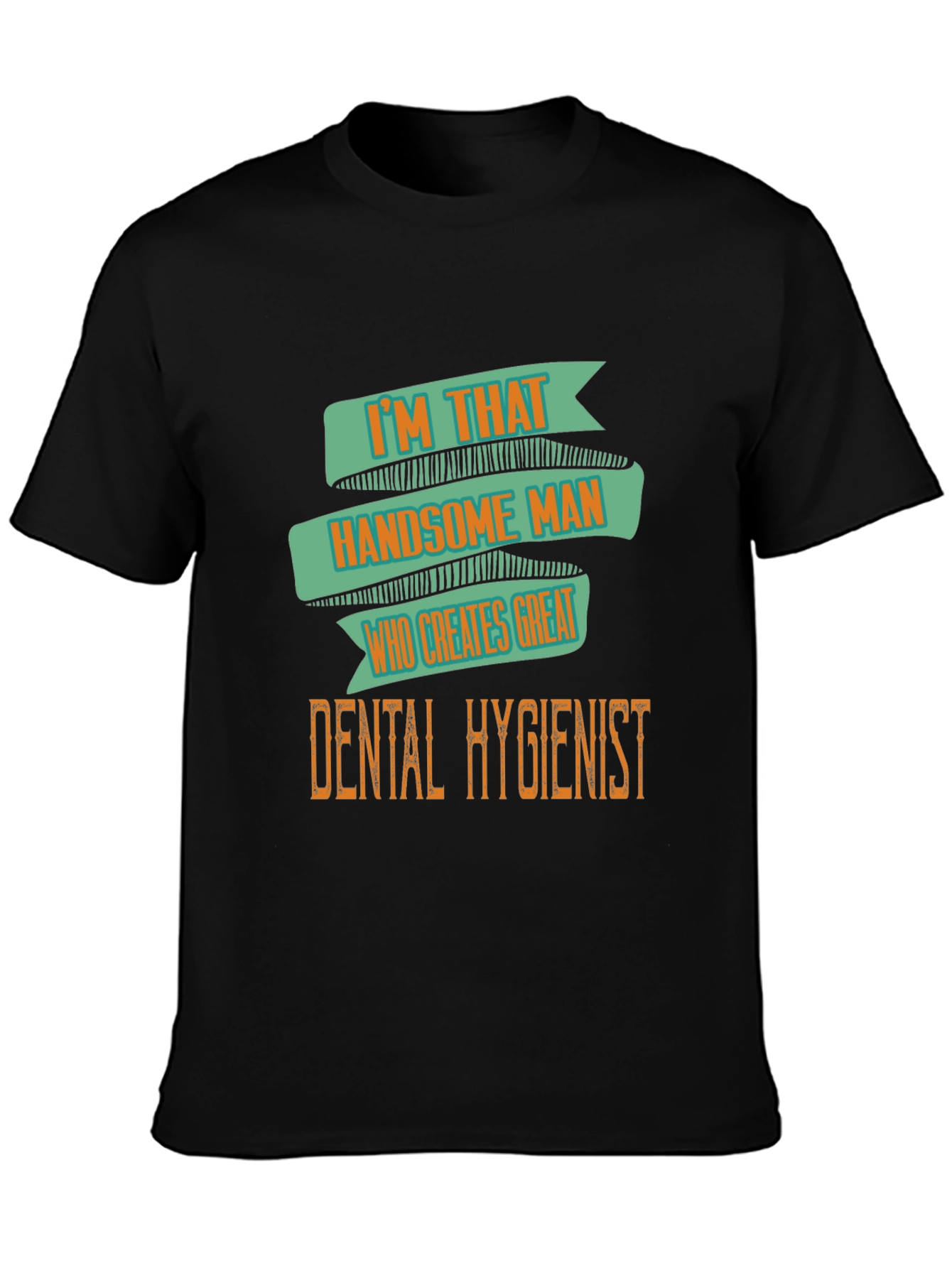 Black Handsome Dental Hygienist Men's Black T-Shirt view 3