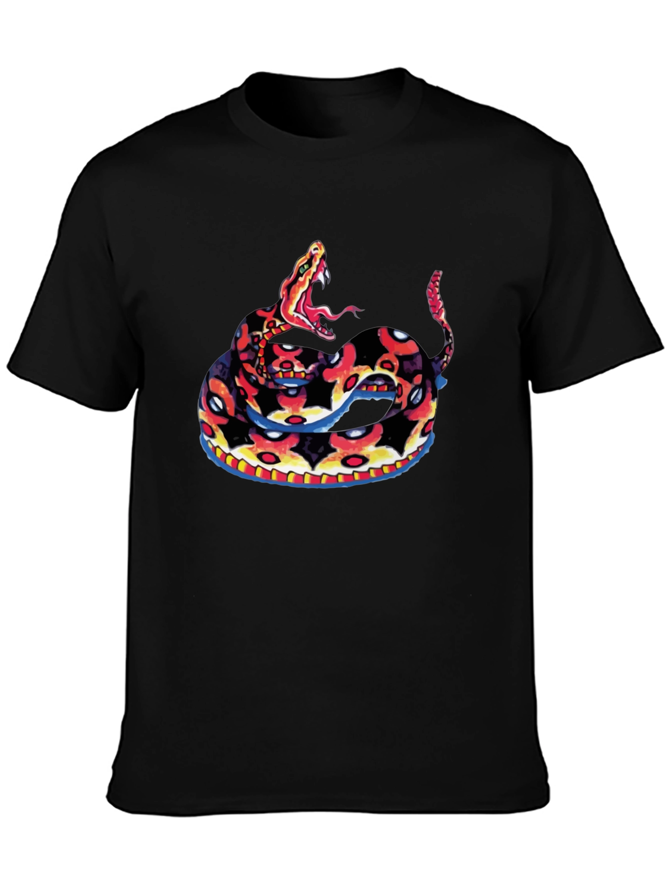 Black Black Tee with Rattlesnake Design view 3