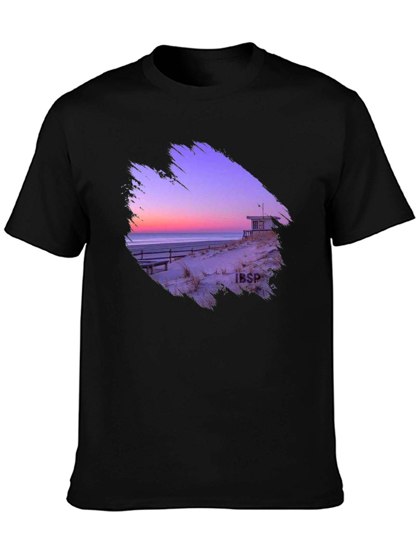Black Sunset Beach Graphic Tee - Men's Black T-Shirt view 3