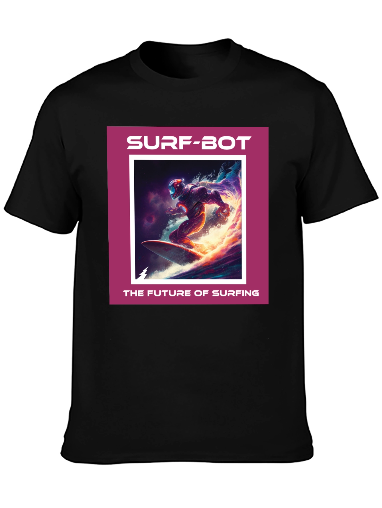 Black Surf-Bot Future Surfing Black T-Shirt view 3