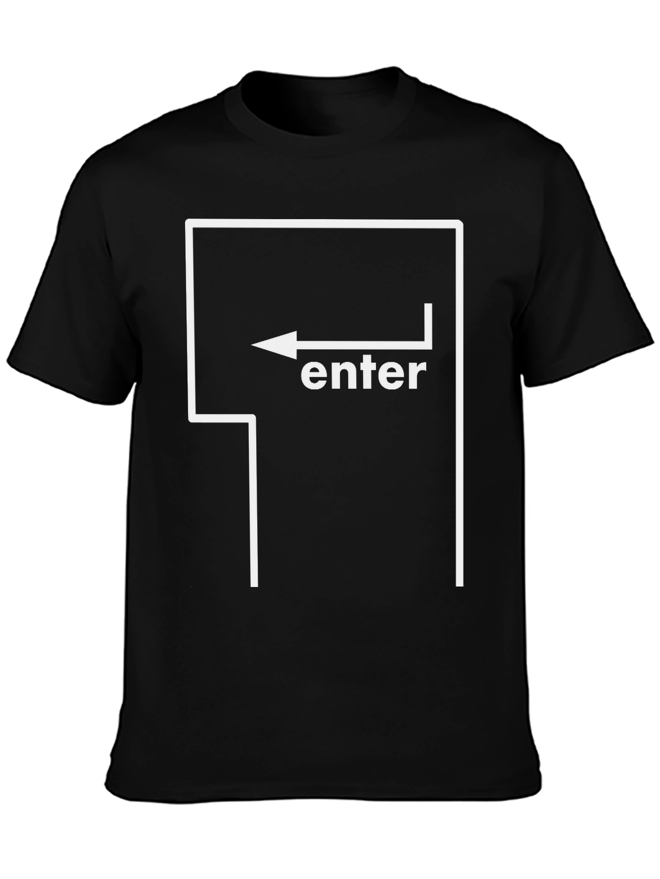 Black Enter Key Graphic Tee - Black Cotton T-Shirt view 3
