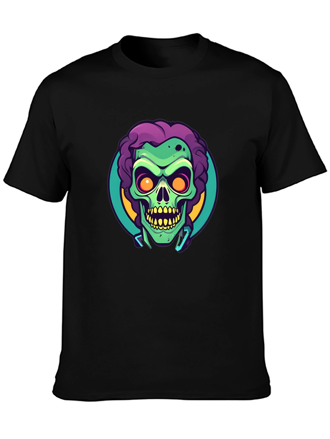 Black Zombie Head Graphic Tee - Unique Halloween Style view 3