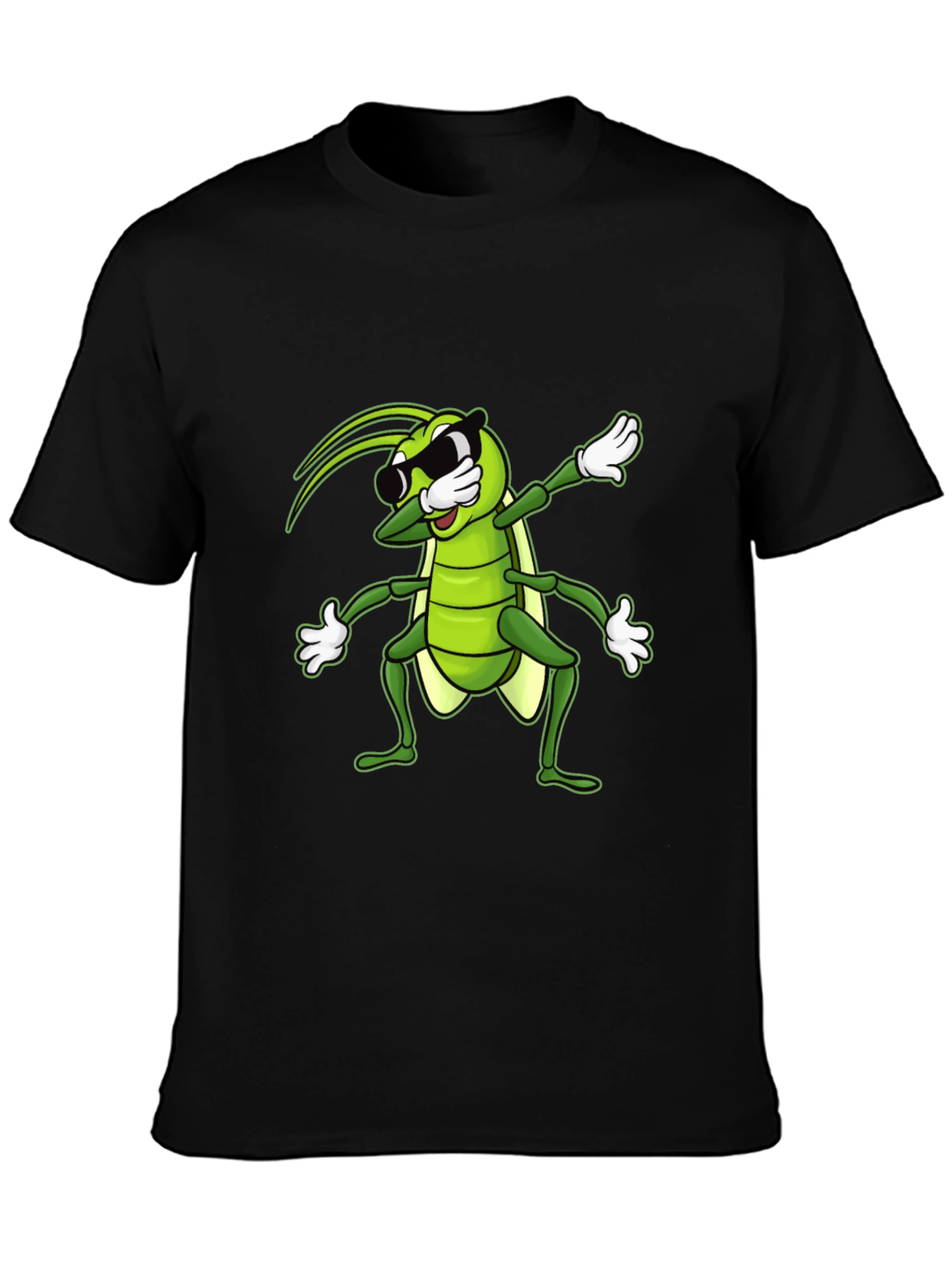 Black Dabbing Grasshopper Graphic Tee - Cool Bug T-Shirt view 3