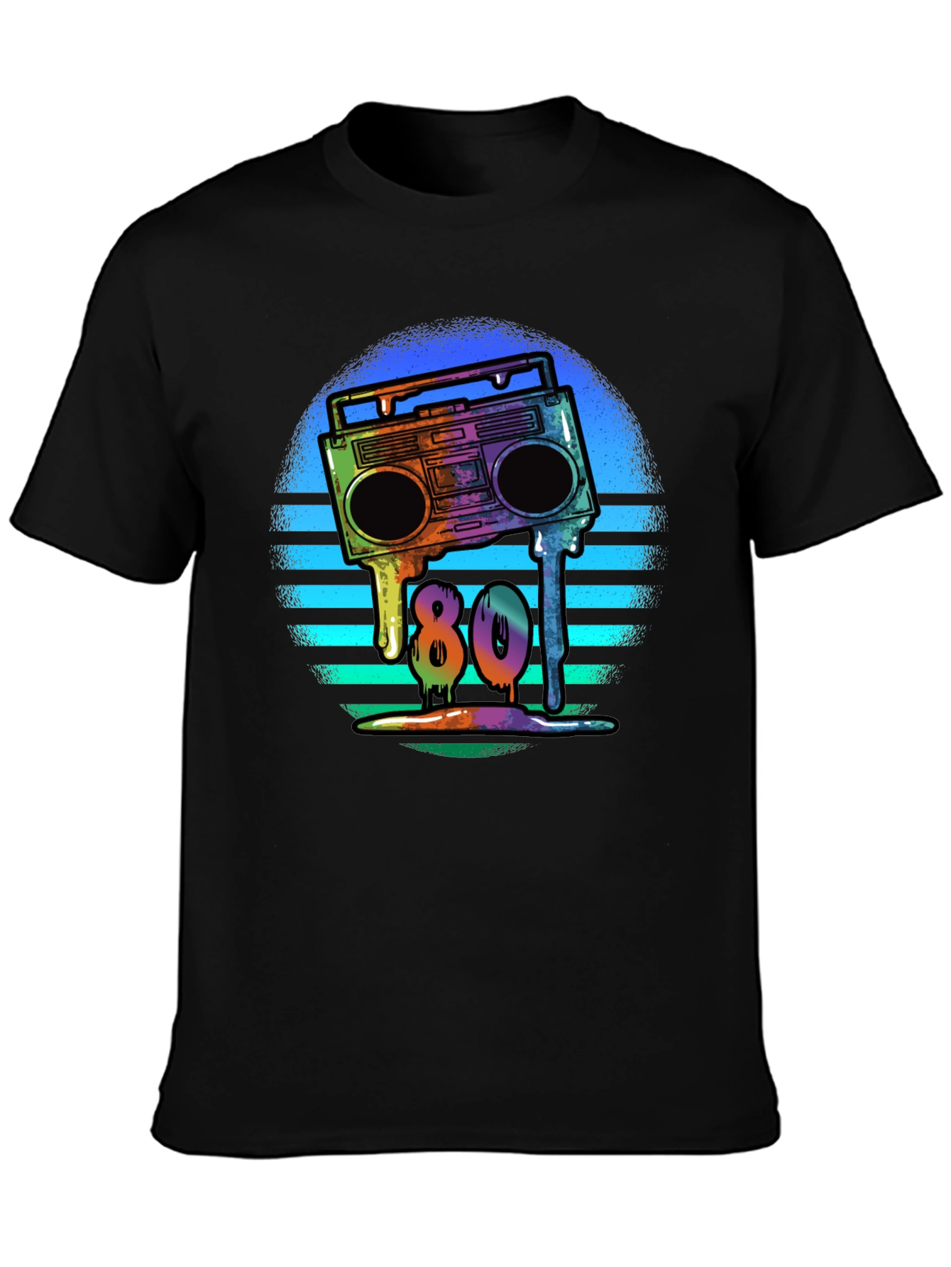 Black Retro 80s Boombox T-Shirt - Meltdown Design view 3
