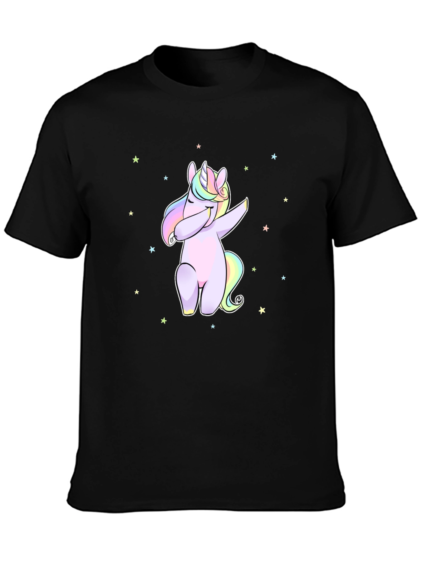 Black Dabbing Unicorn Graphic Tee - Men's Black T-Shirt view 3
