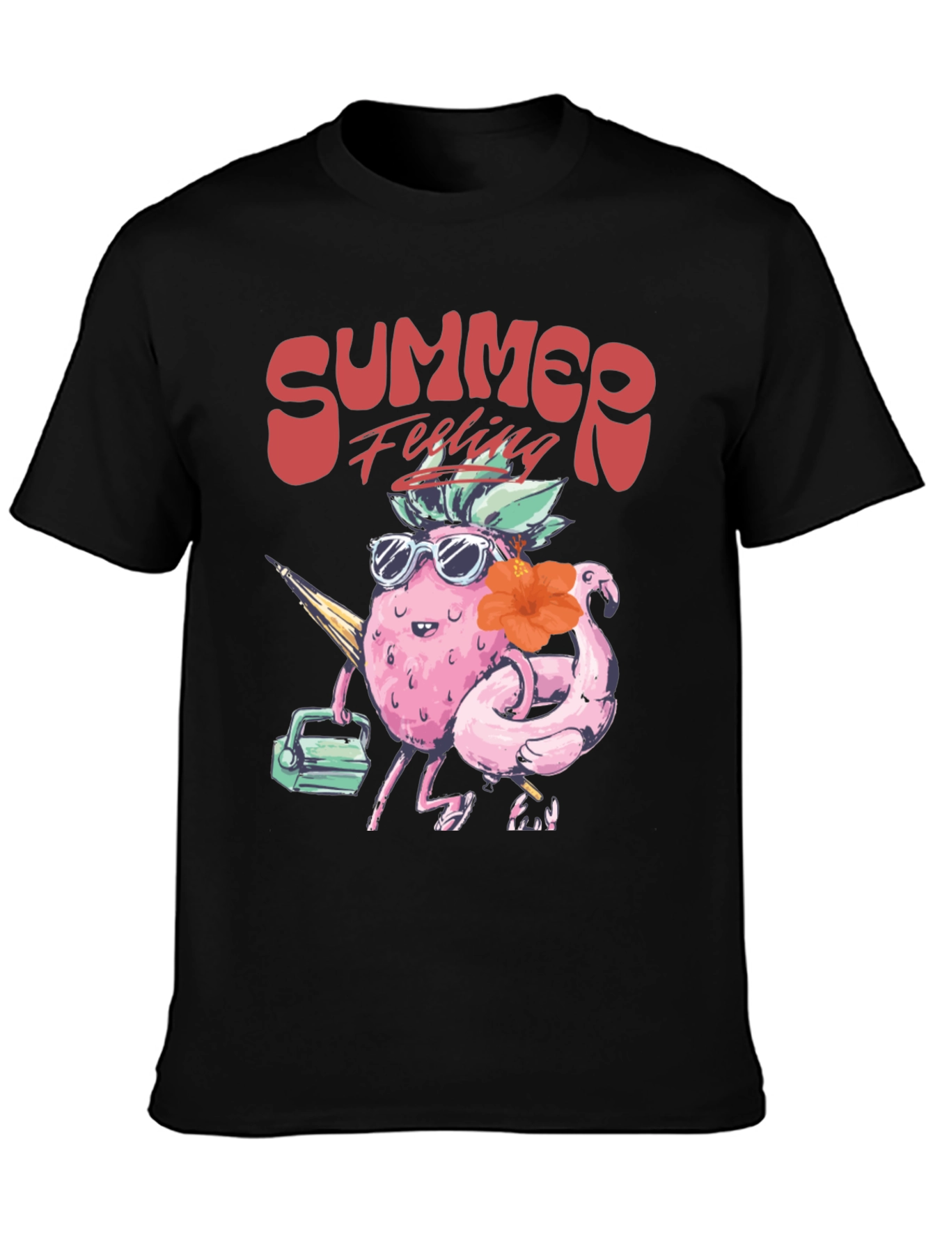 Black Summer Feeling T-Shirt - Tropical Fruit Design view 3