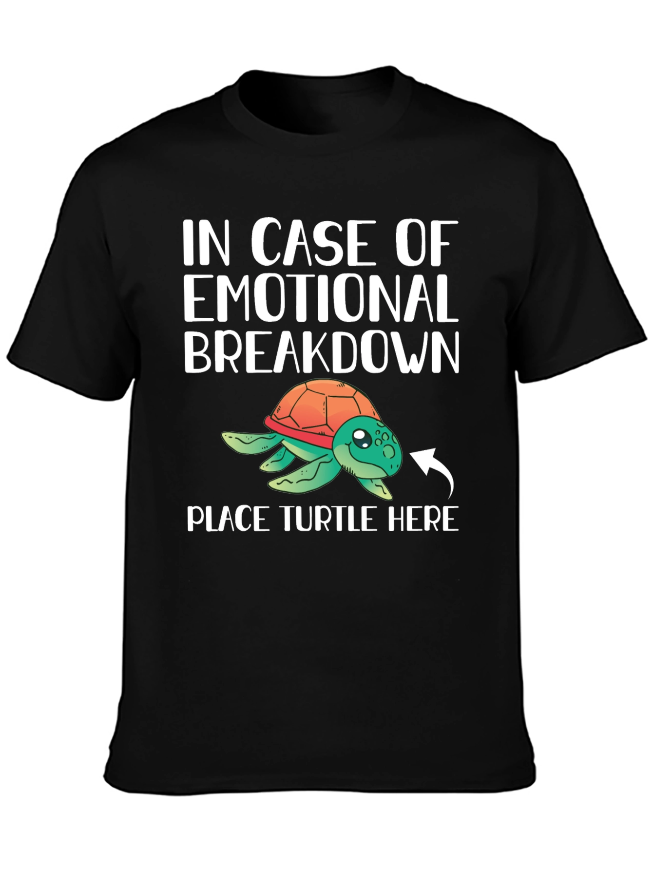 Black Emotional Support Turtle T-Shirt view 3