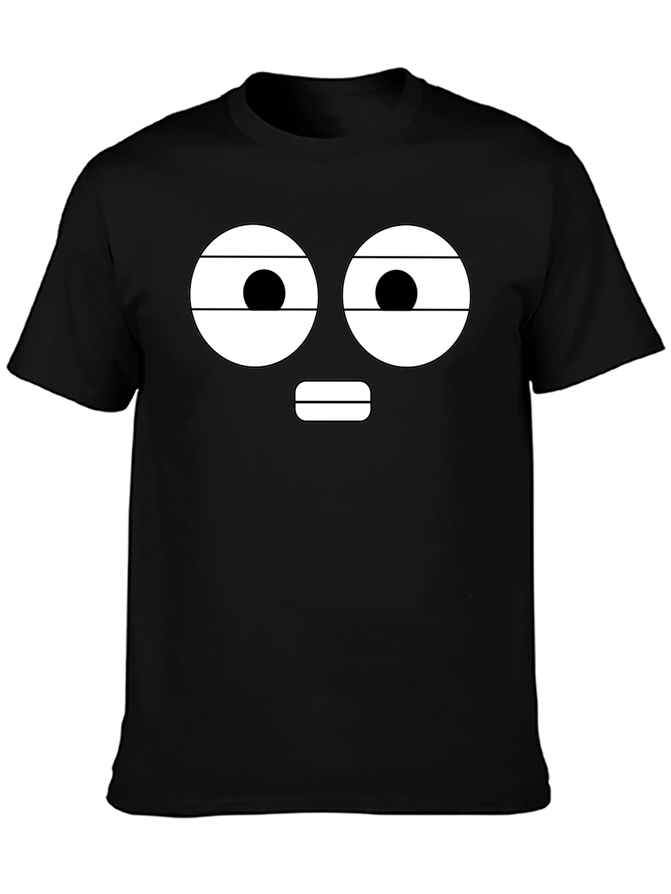 Black Funny Face Black T-Shirt - Cartoon Expression view 3