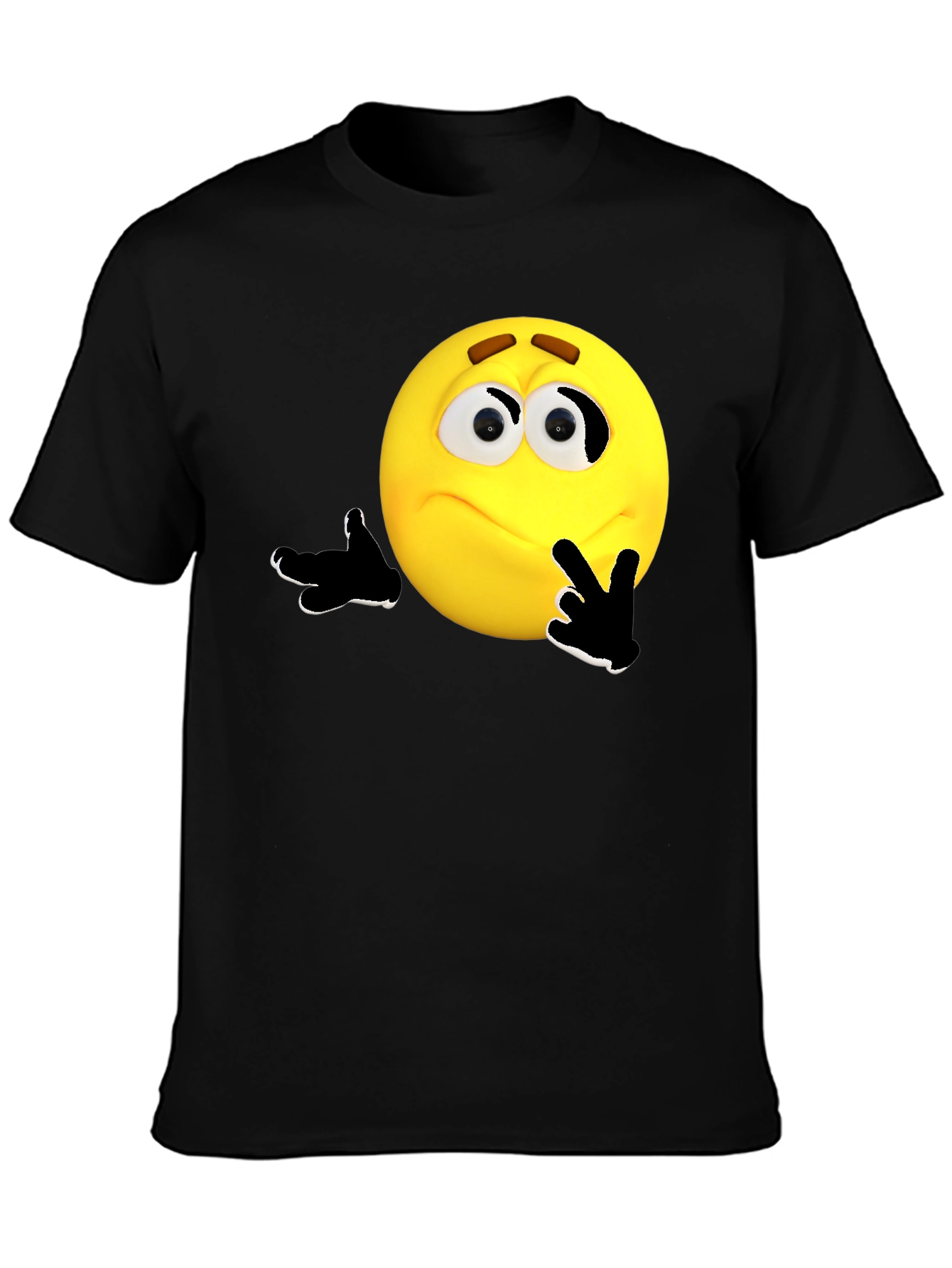Black Thinking Emoji Graphic T-Shirt view 3