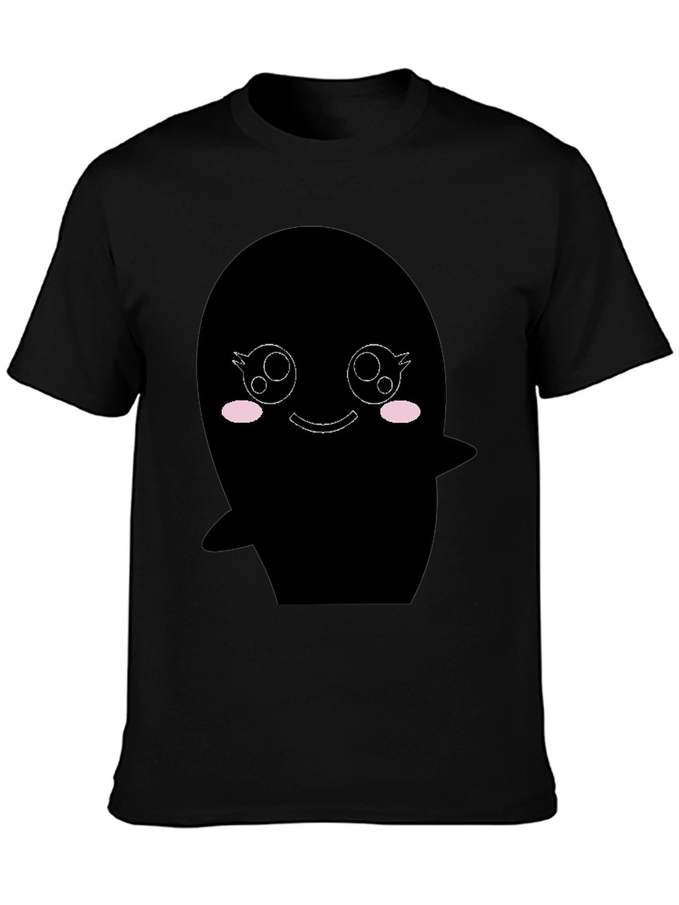 Black Kawaii Ghost Graphic Black T-Shirt view 3