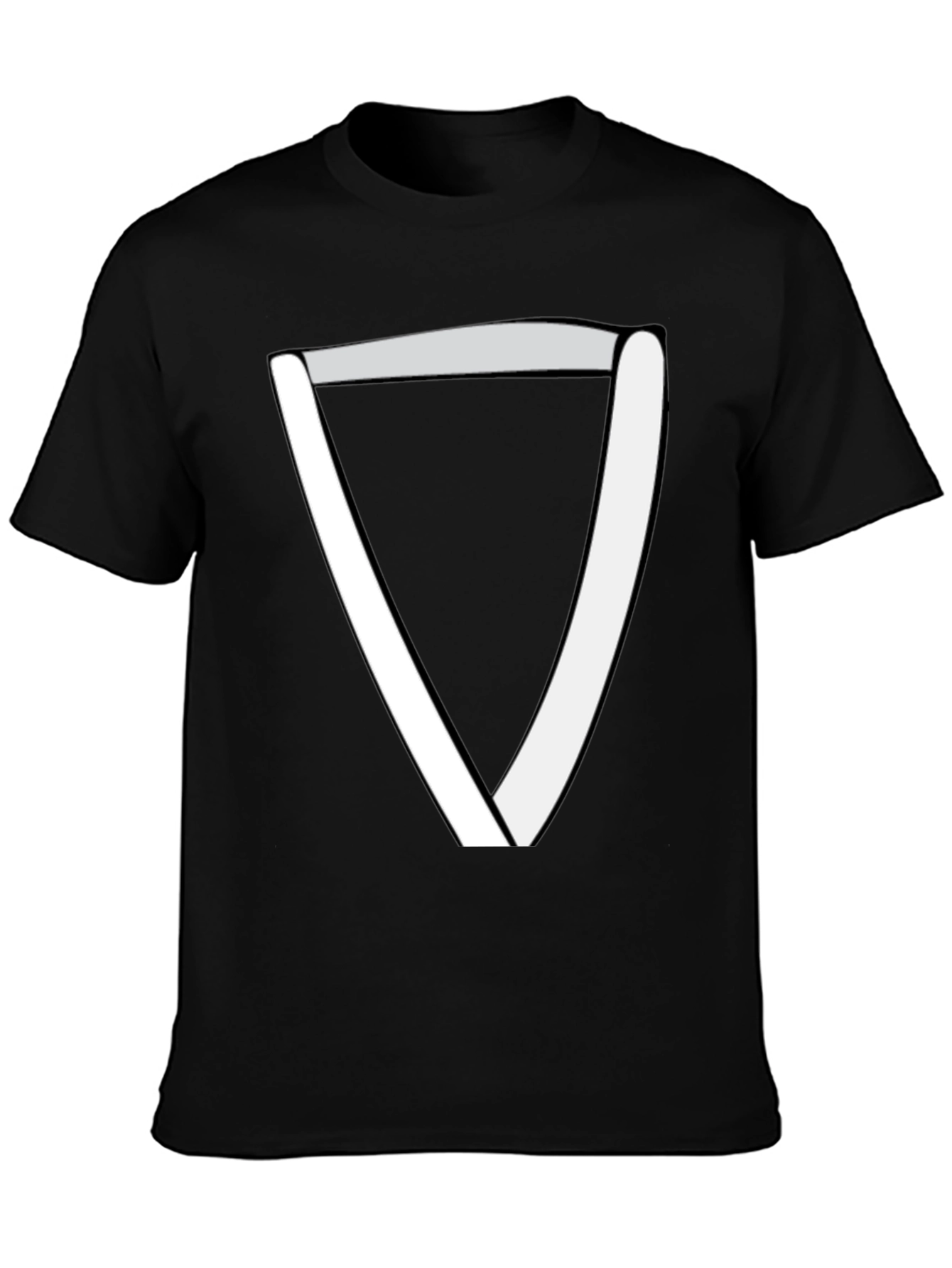 Black Modern Geometric Triangle T-Shirt - Black view 3