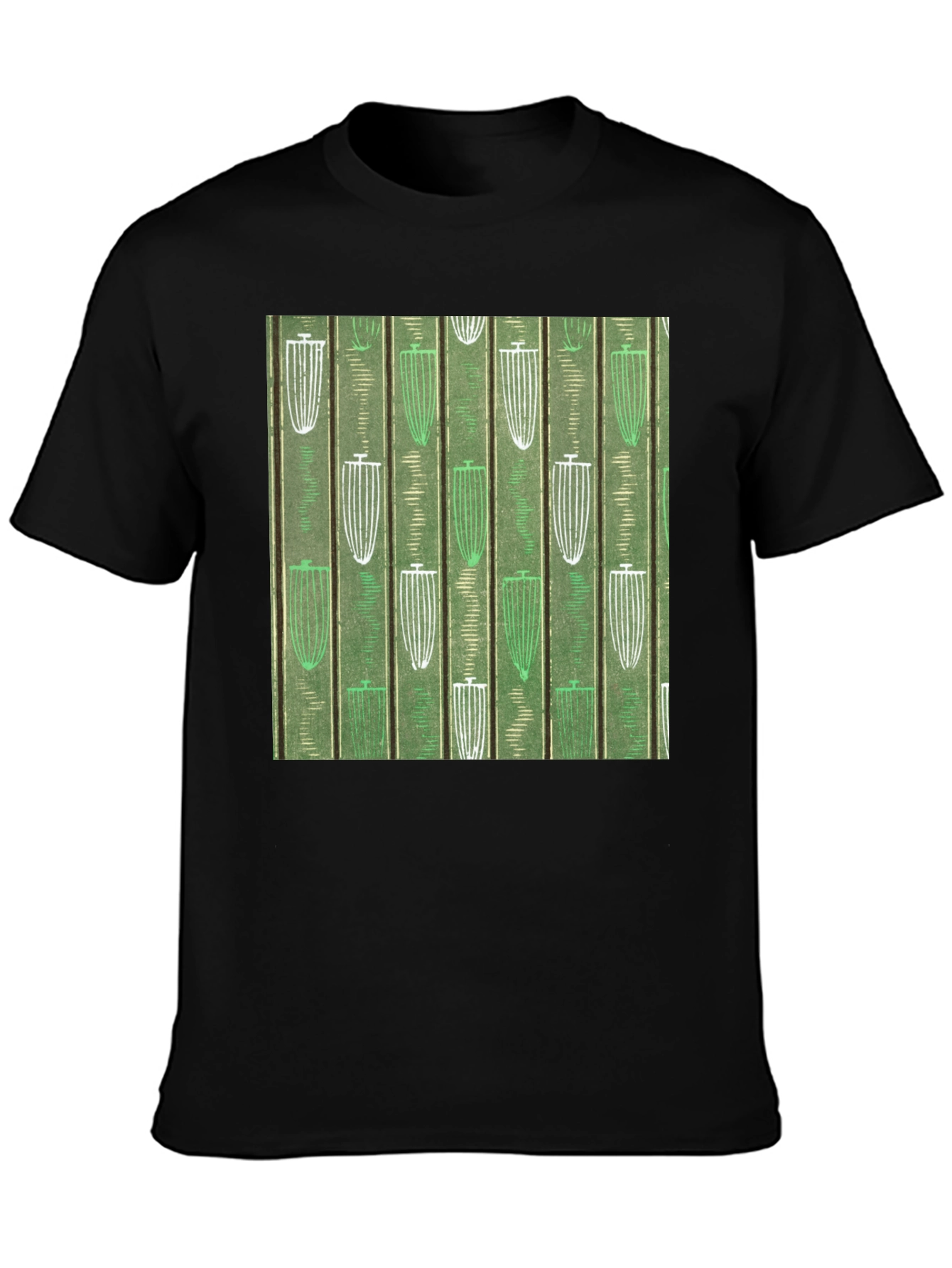 Black Green Patterned Graphic Tee view 3