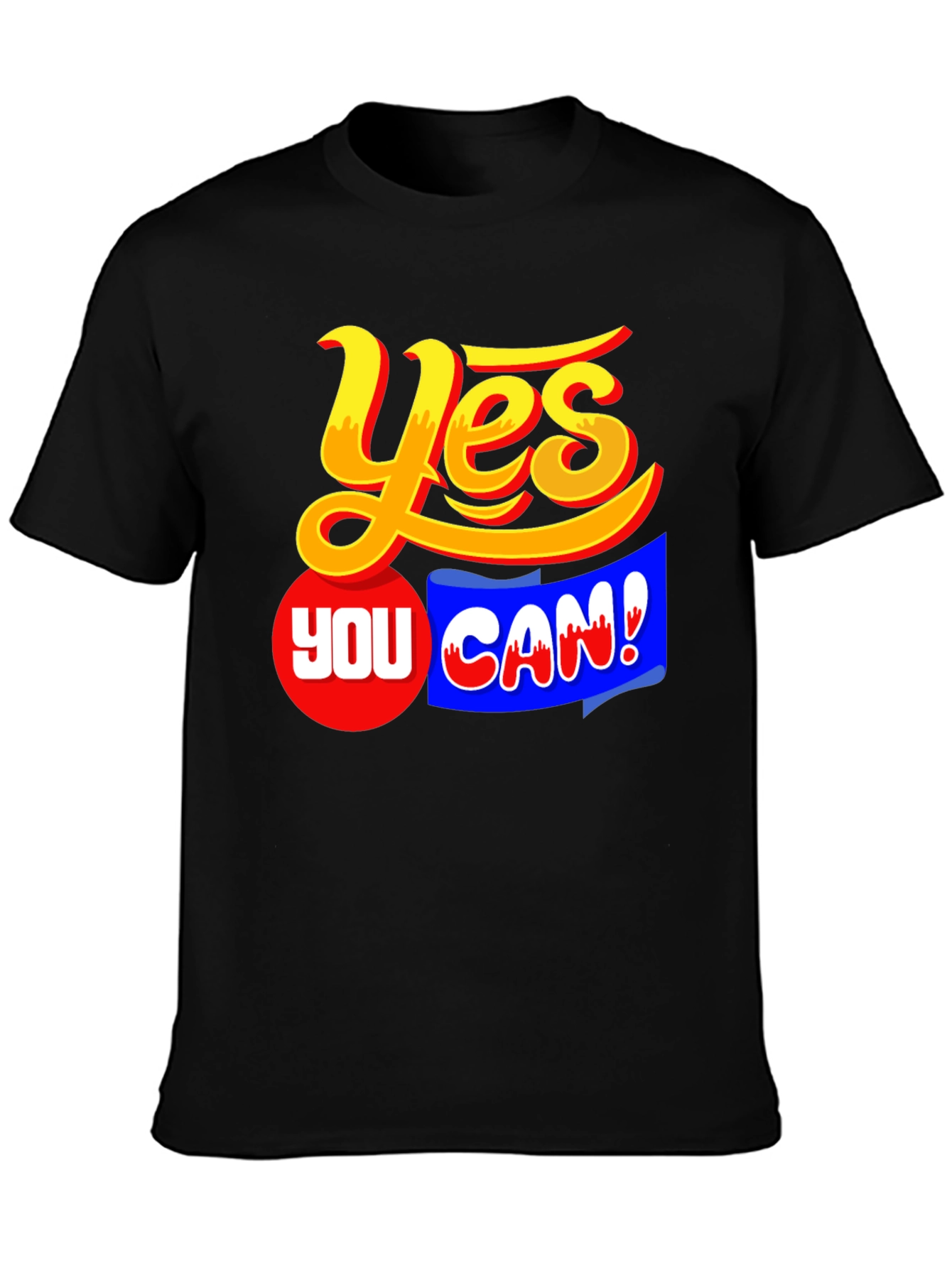 Black Yes You Can! Graphic T-Shirt Motivation Black view 3