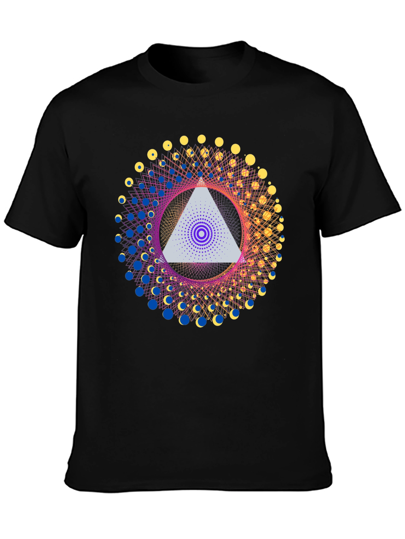 Black Geometric Design T-Shirt - Abstract Triangle Print view 3