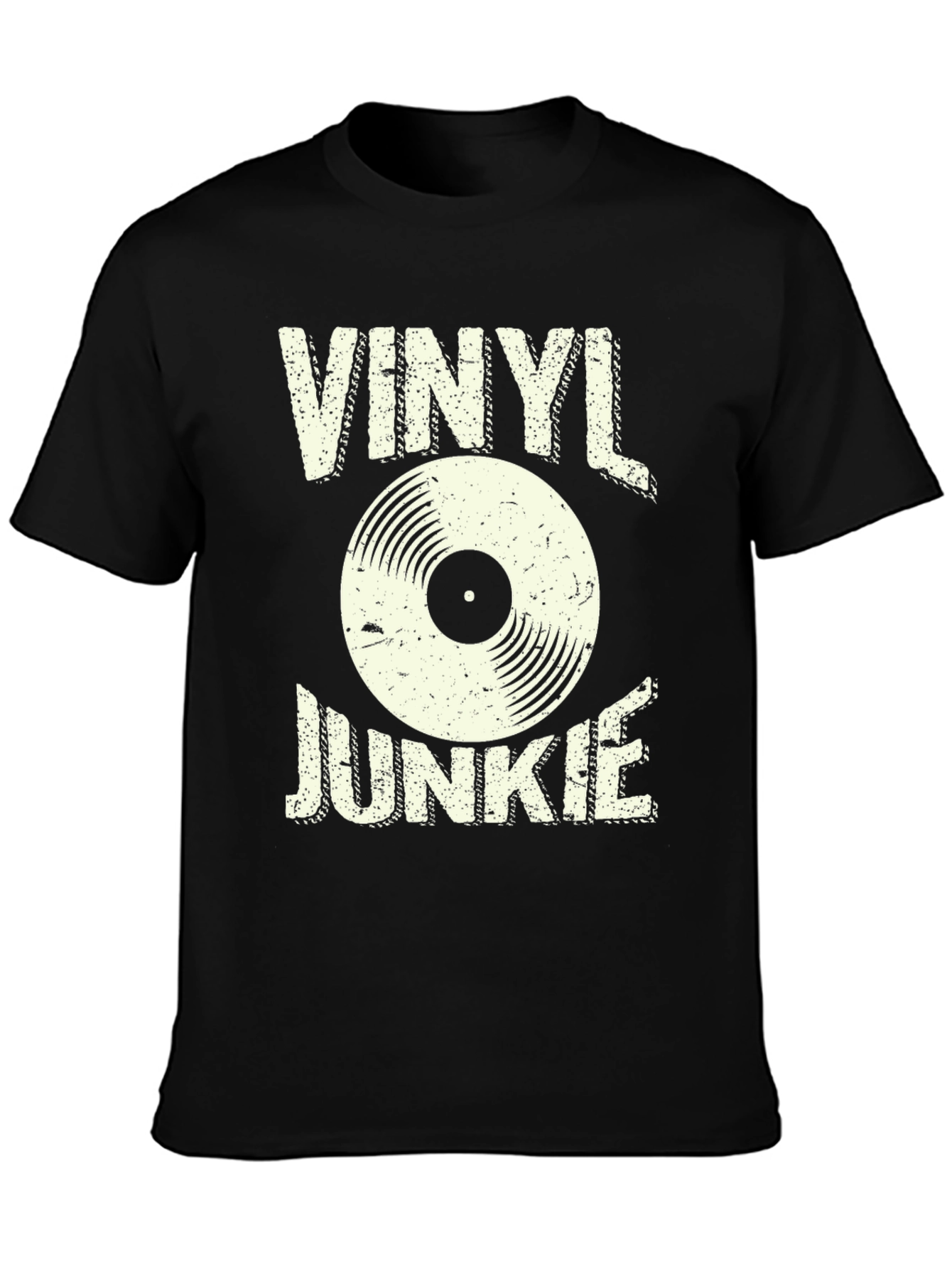 Black Vinyl Junkie Graphic T-Shirt - Retro Record Tee view 3