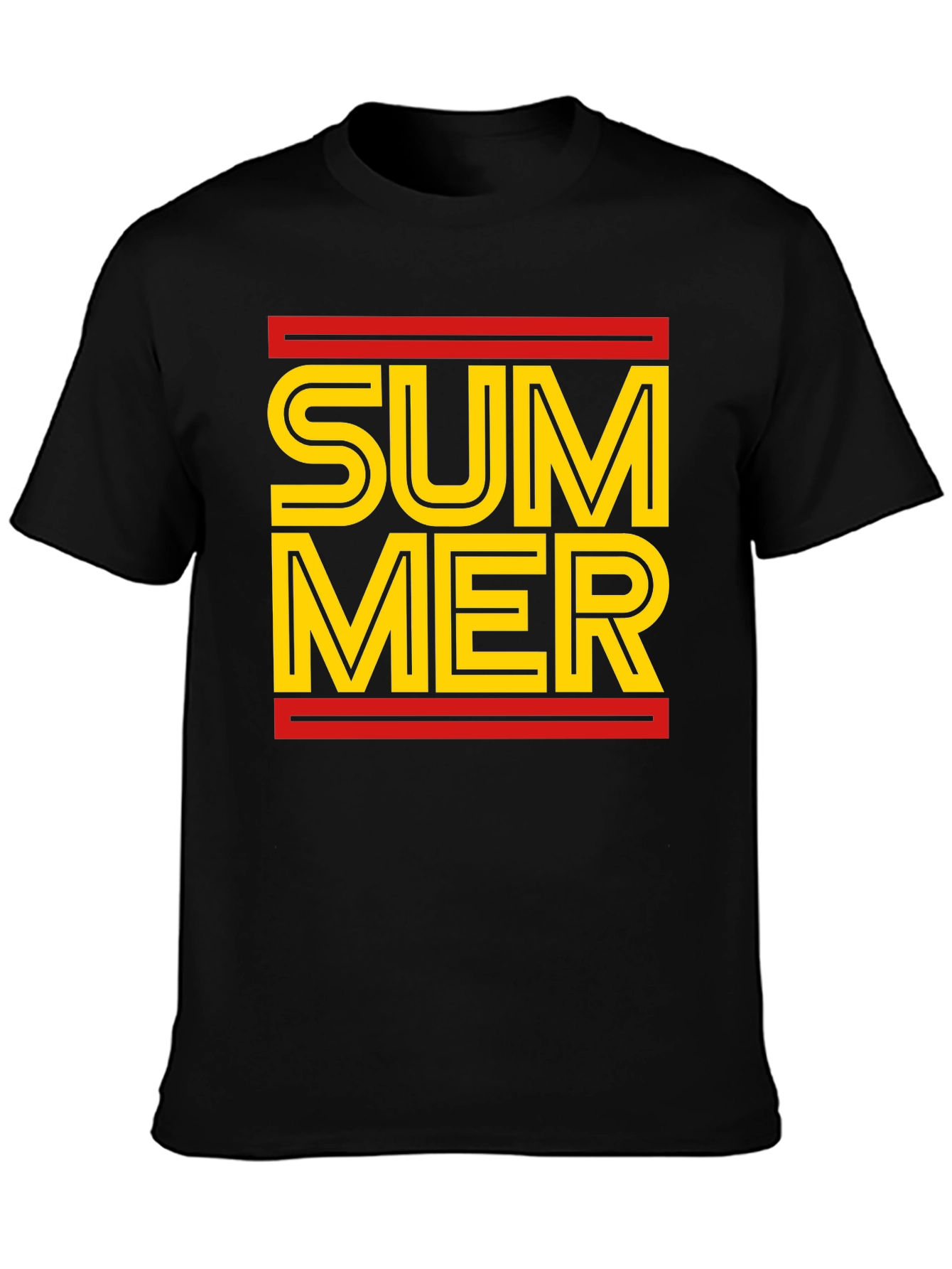 Black Summer Graphic Tee - Black Cotton Casual T-Shirt view 3