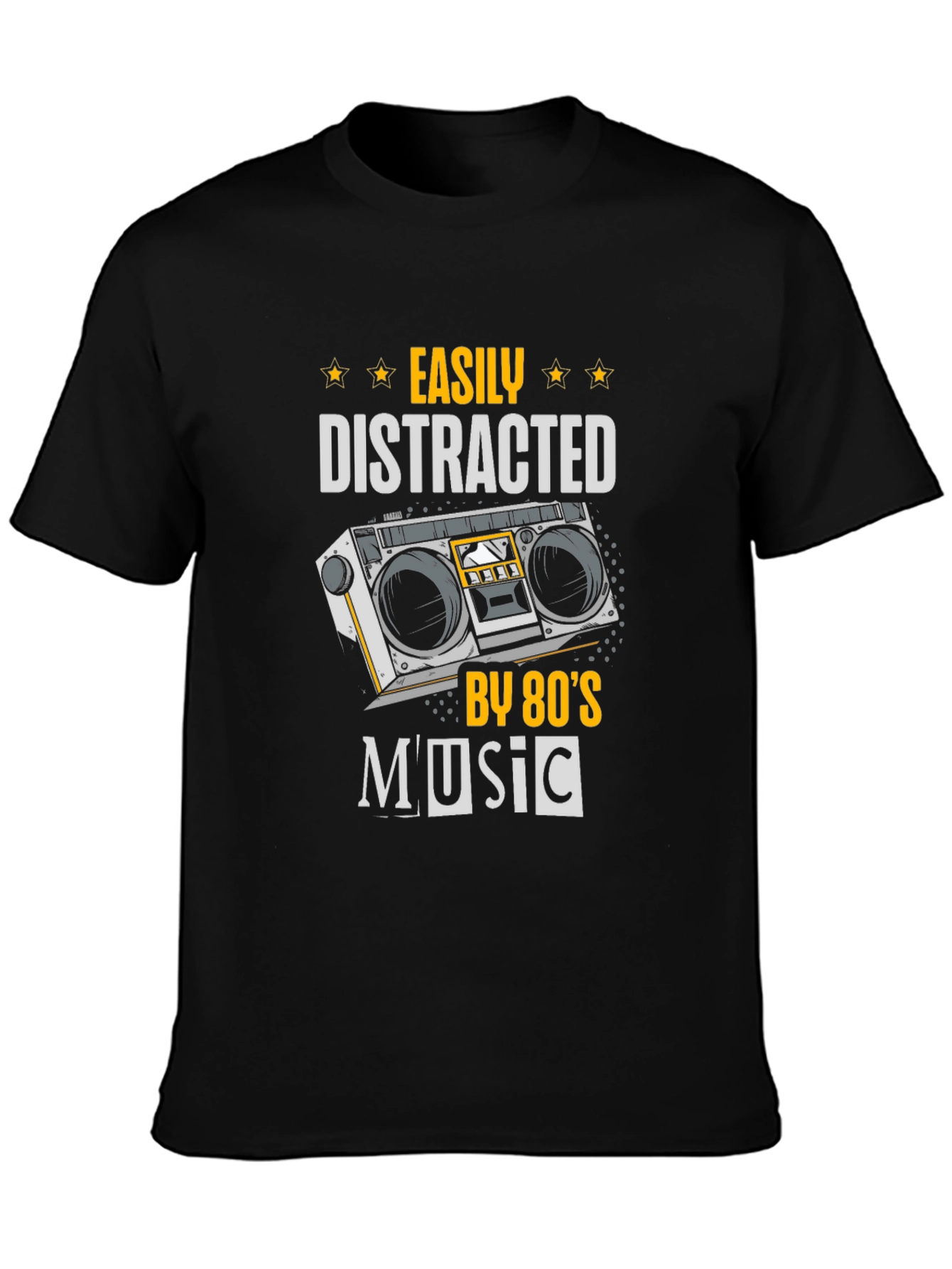 Black Easily Distracted by 80's Music Graphic Tee view 3