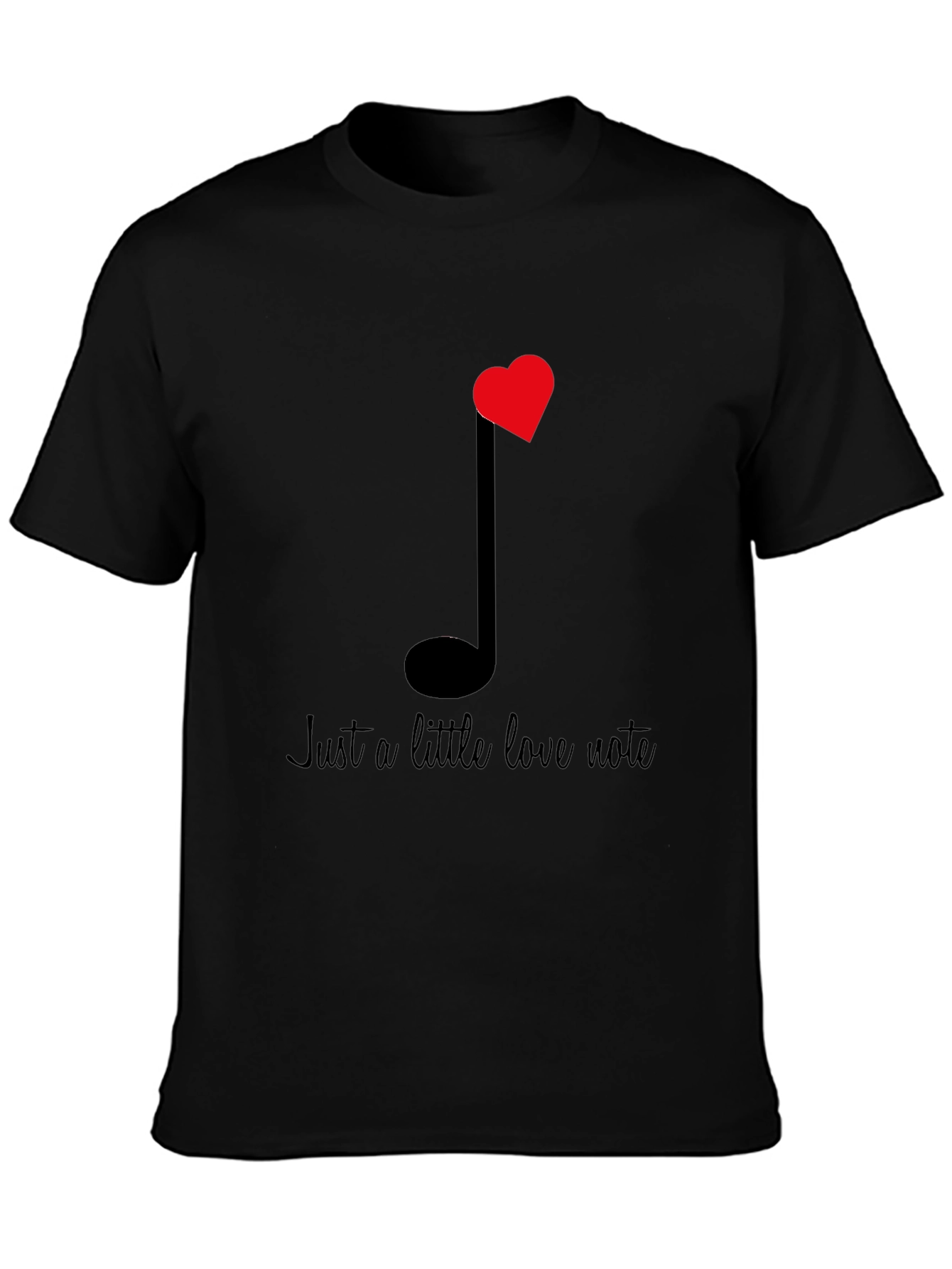 Black Love Note Graphic Tee - Black Cotton T-Shirt view 3