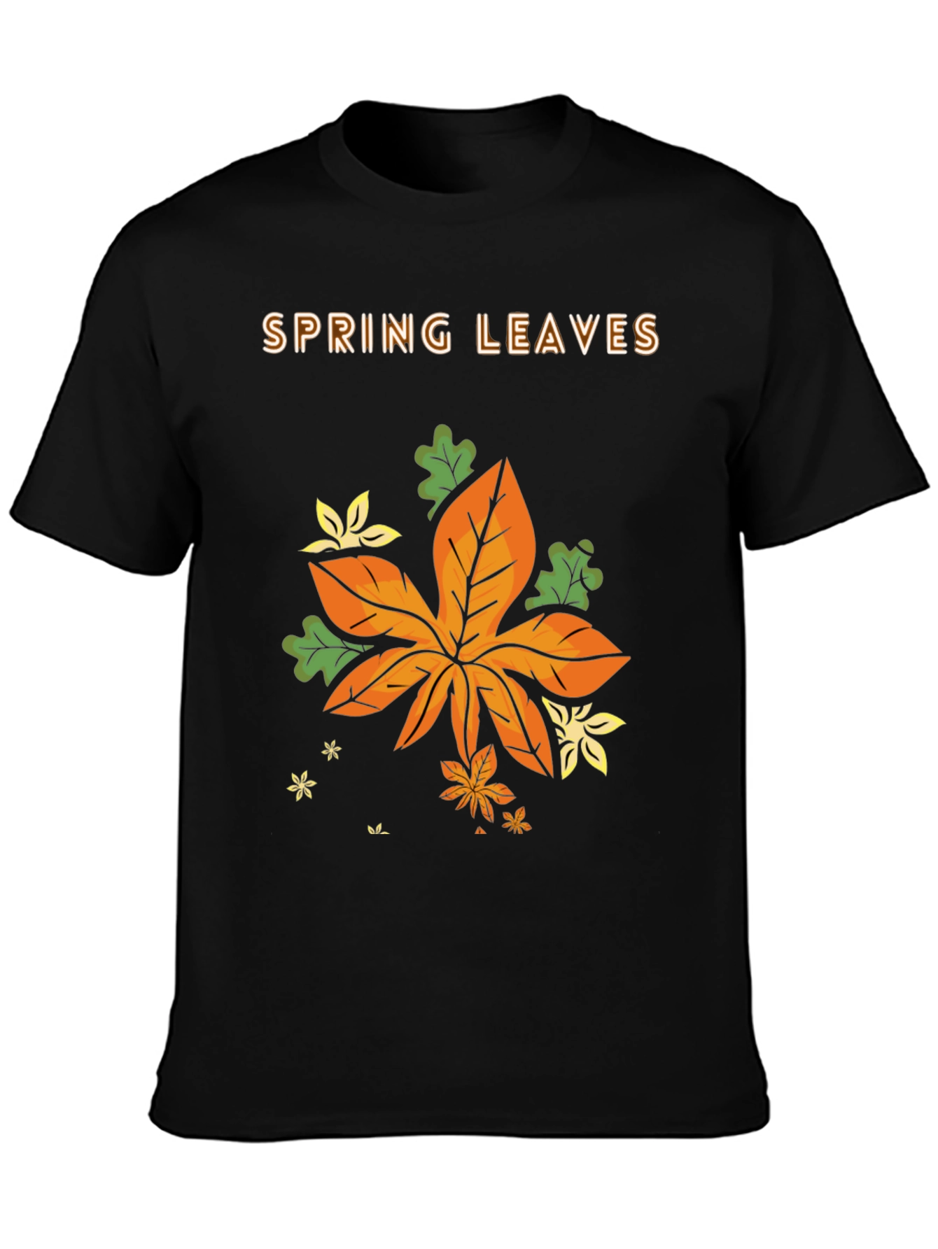 Black Spring Leaves Graphic T-Shirt view 3
